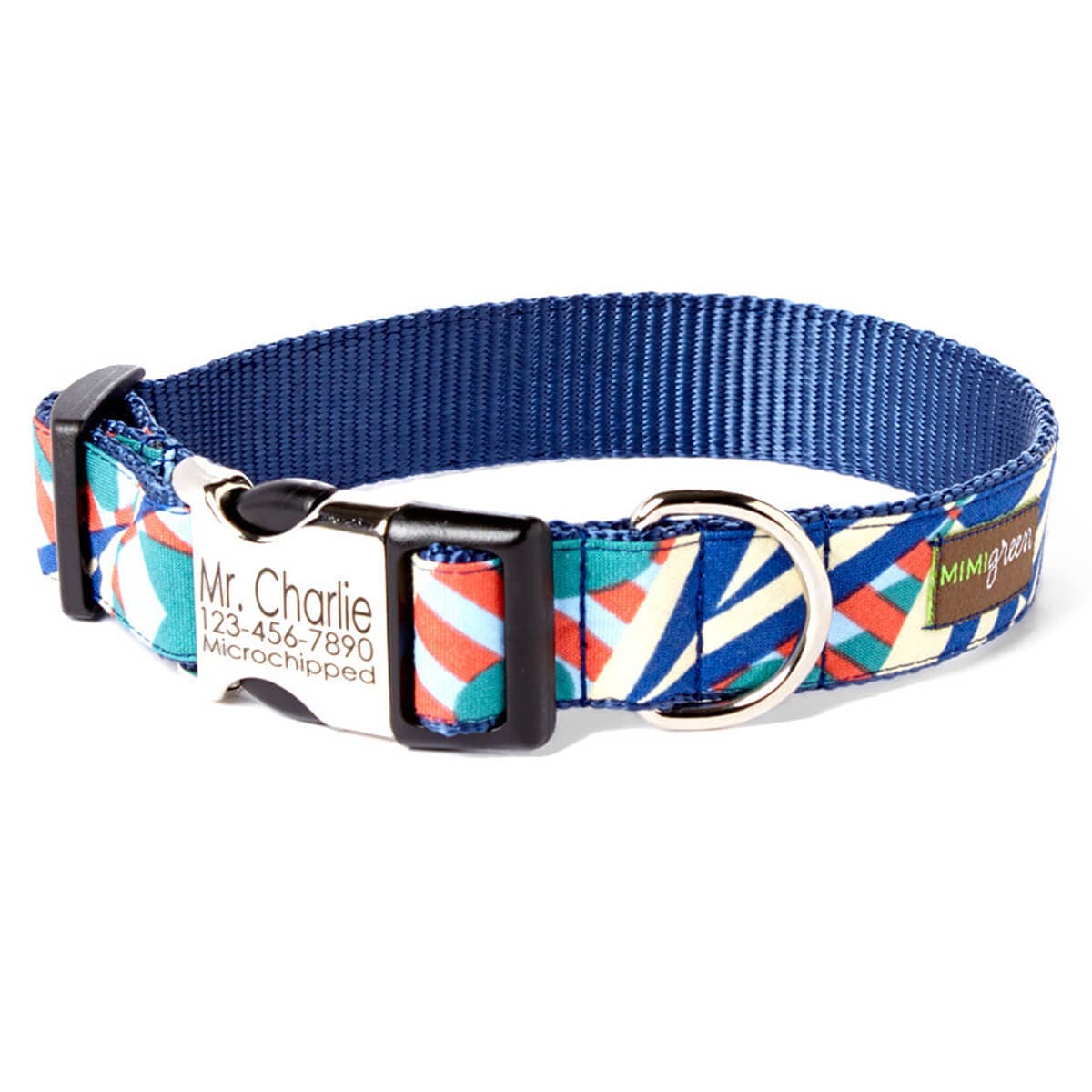 Orange &amp; Blue Designer Dog Collar ‘Travis’ thumbnail 3