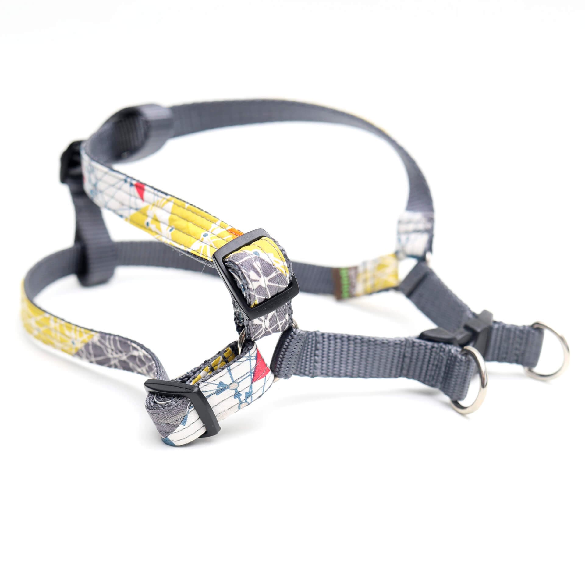Grey Geometric Designer Dog Harness – ‘Albert’ – 5/8″only