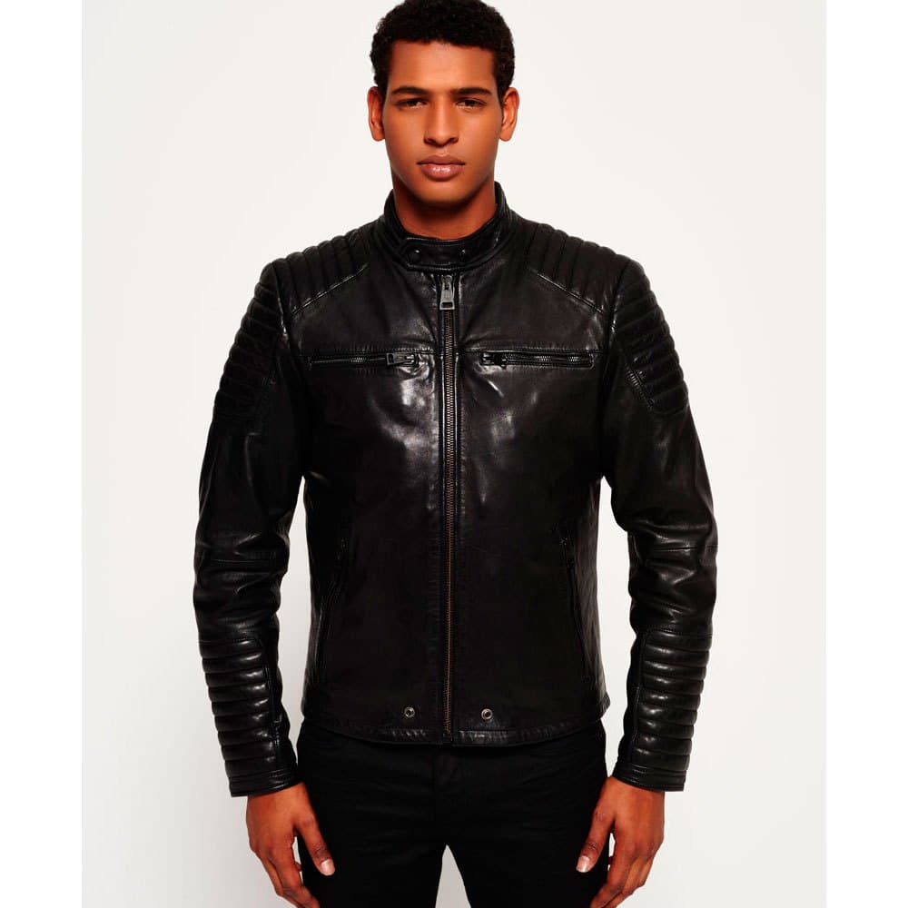 Slim Black Leather Jacket thumbnail 2