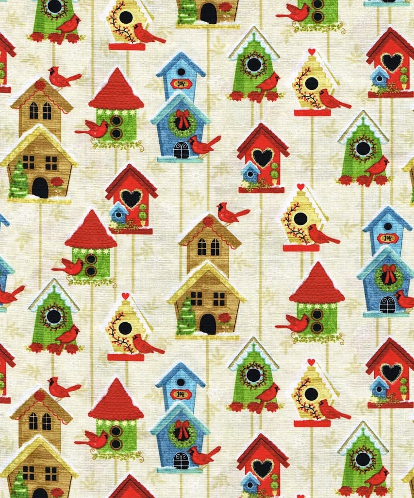 3803-44 – Birdhouse Winter Joy – 100% Cotton Fat Quarter