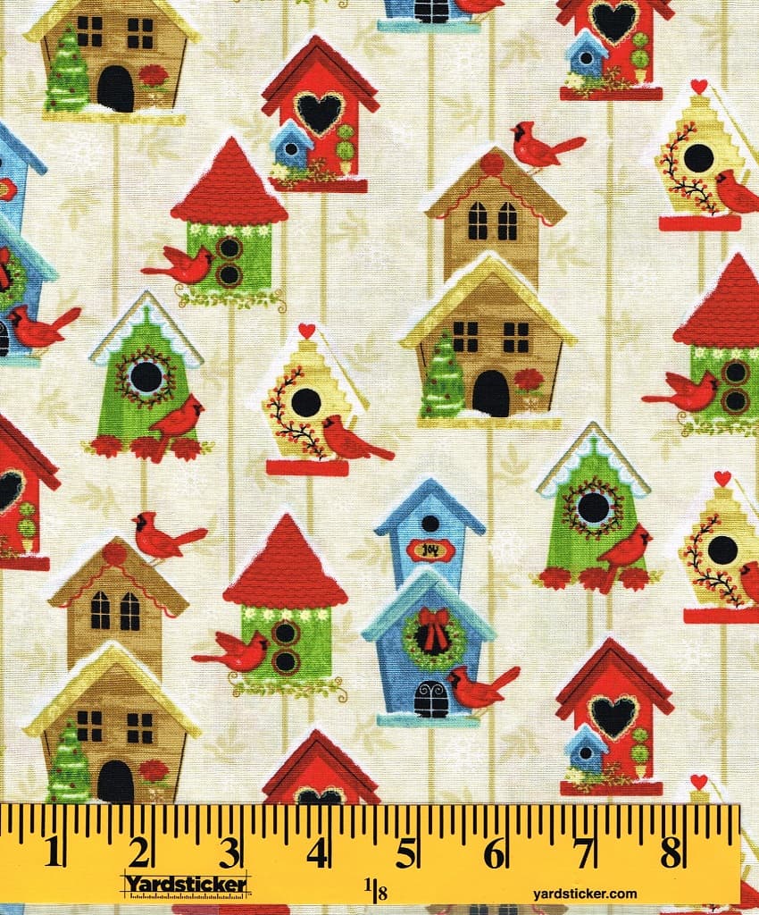 3803-44 – Birdhouse Winter Joy – 100% Cotton thumbnail 2