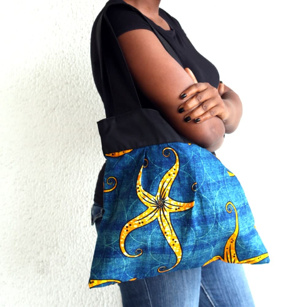 Starfish Ankara Bee Bag- African Tote Bag thumbnail 2