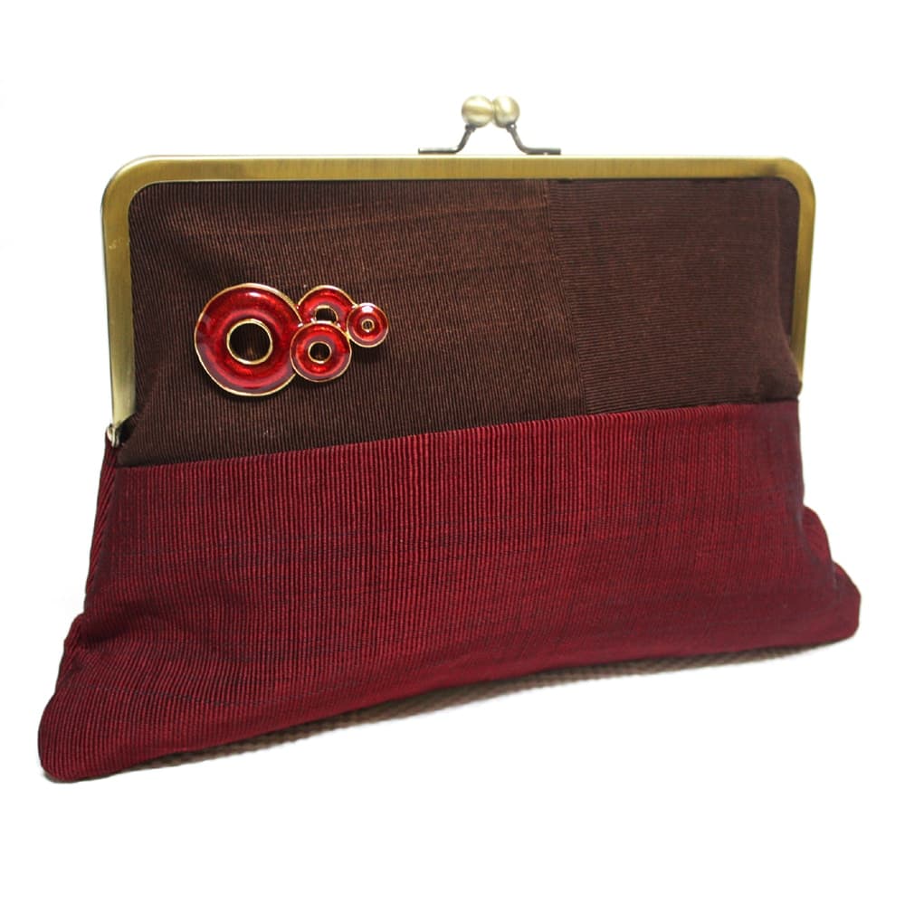 Maroon and Chocolate Super Snap clutch