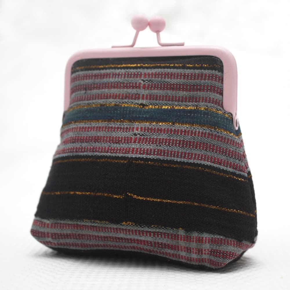 Black and Pink Aso Oke Pico Pouch