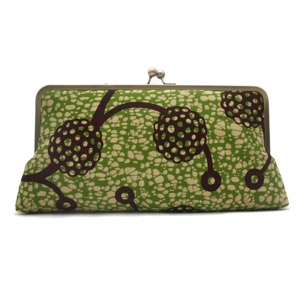 Lime and Chocolate Ankara Megasnap Clutch