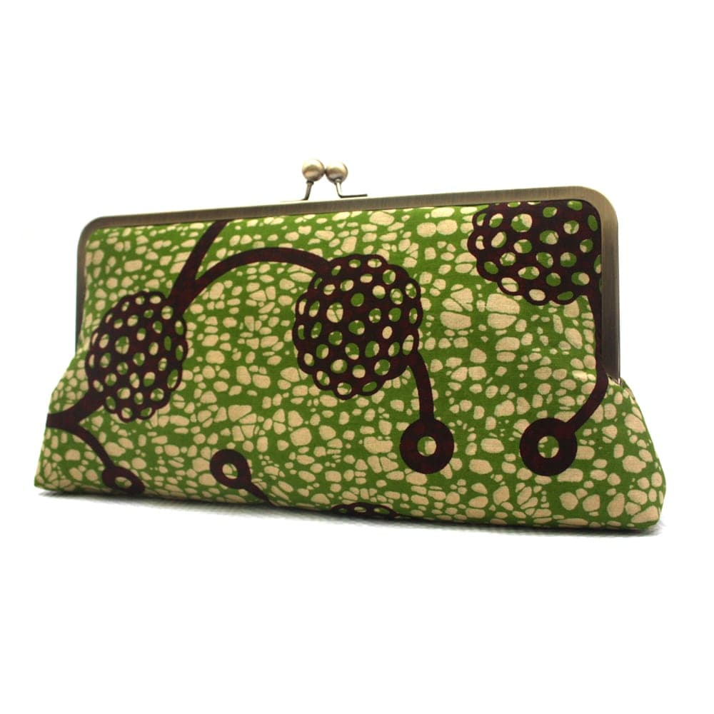 Lime and Chocolate Ankara Megasnap Clutch thumbnail 2