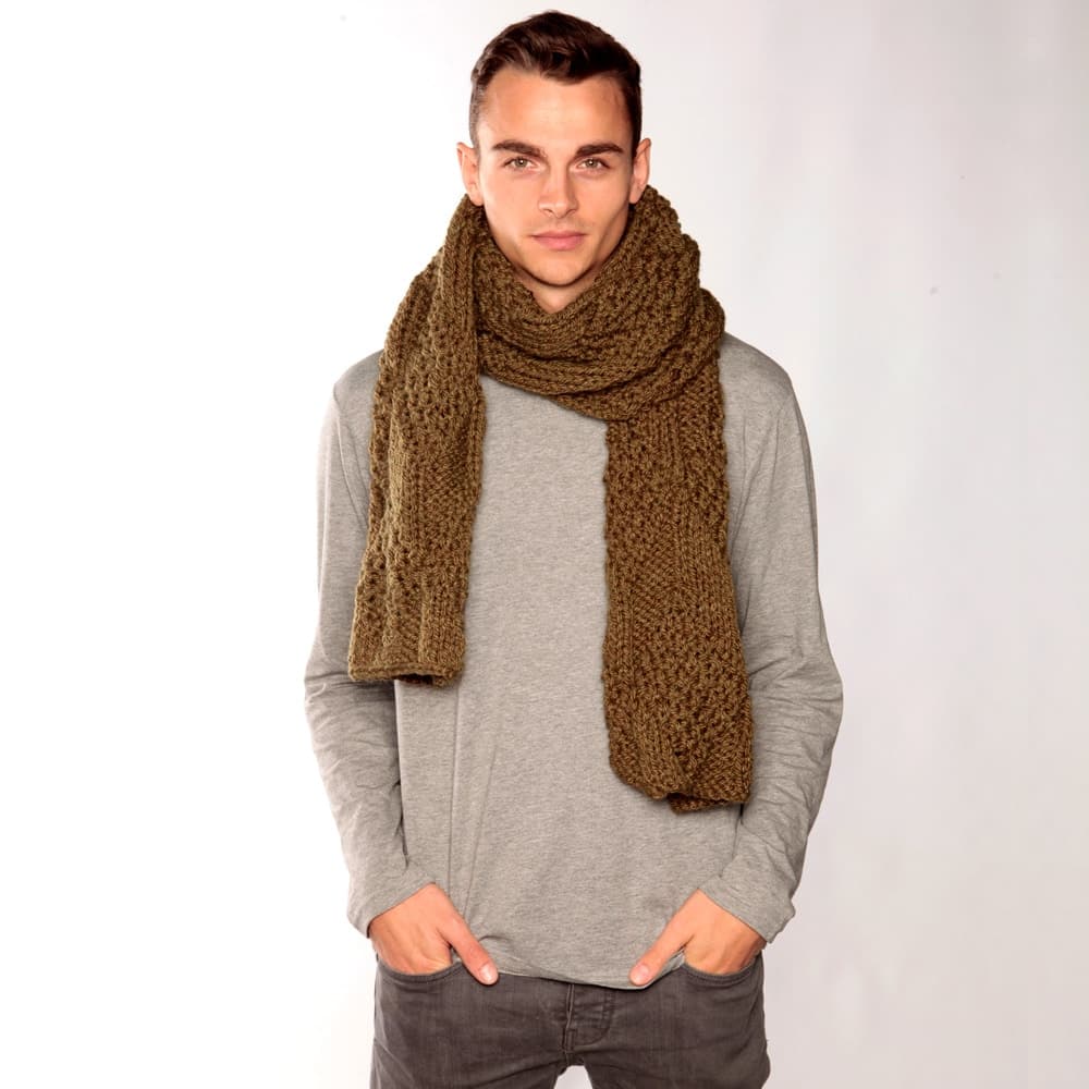 Army Green Chunky Knit Scarf thumbnail 3