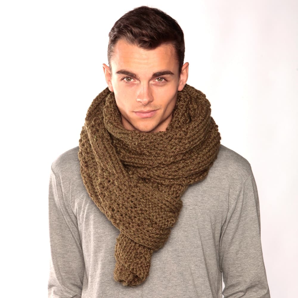 Army Green Chunky Knit Scarf