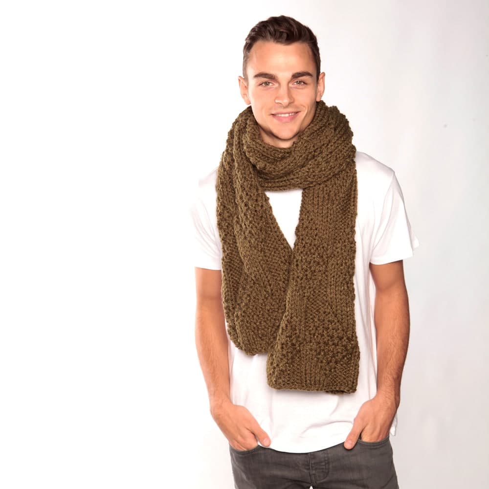 Army Green Chunky Knit Scarf thumbnail 4