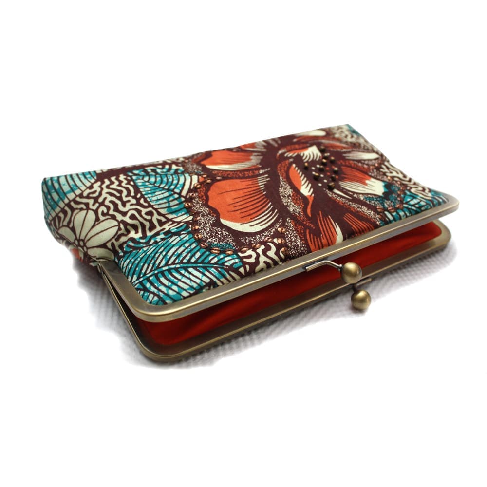 Burnt Orange and Teal Ankara Clutch thumbnail 3