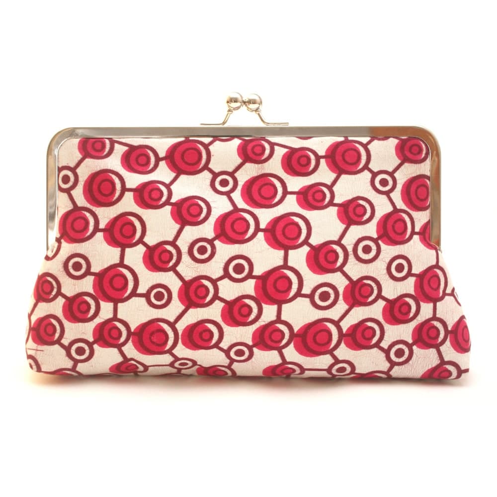 Pink Polka Ankara Supersnap Clutch