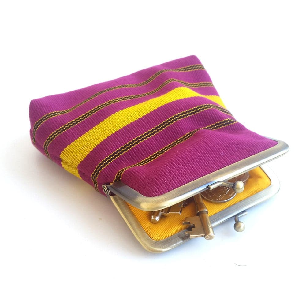Pink and Yellow Aso-oke Pico Pouch thumbnail 4