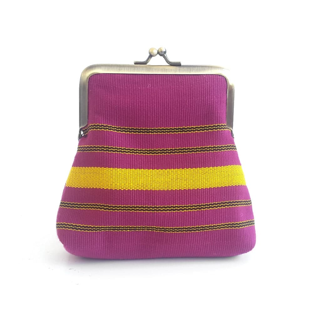 Pink and Yellow Aso-oke Pico Pouch