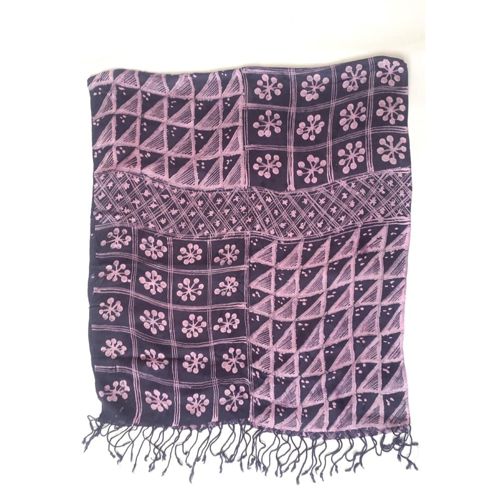 Grey and Pink Adire Shawl thumbnail 2