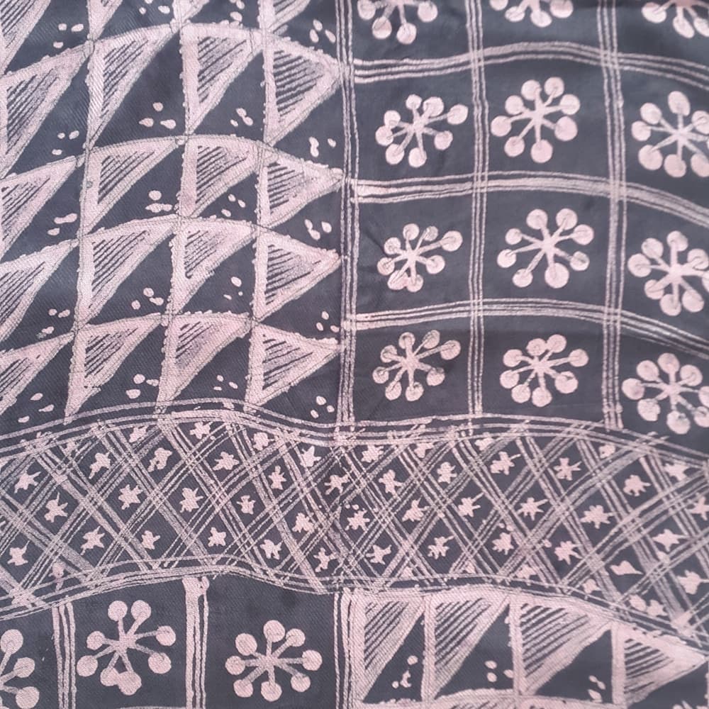 Grey and Pink Adire Shawl thumbnail 3