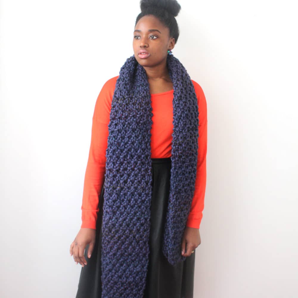 Blue Oversized Scarf in a Chunky Knit