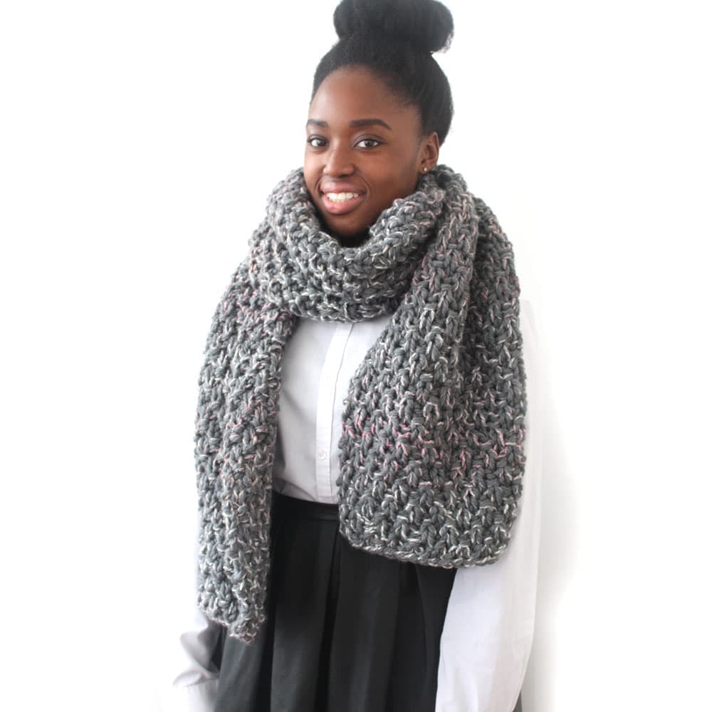 Grey Mix Chunky Knit Scarf thumbnail 4