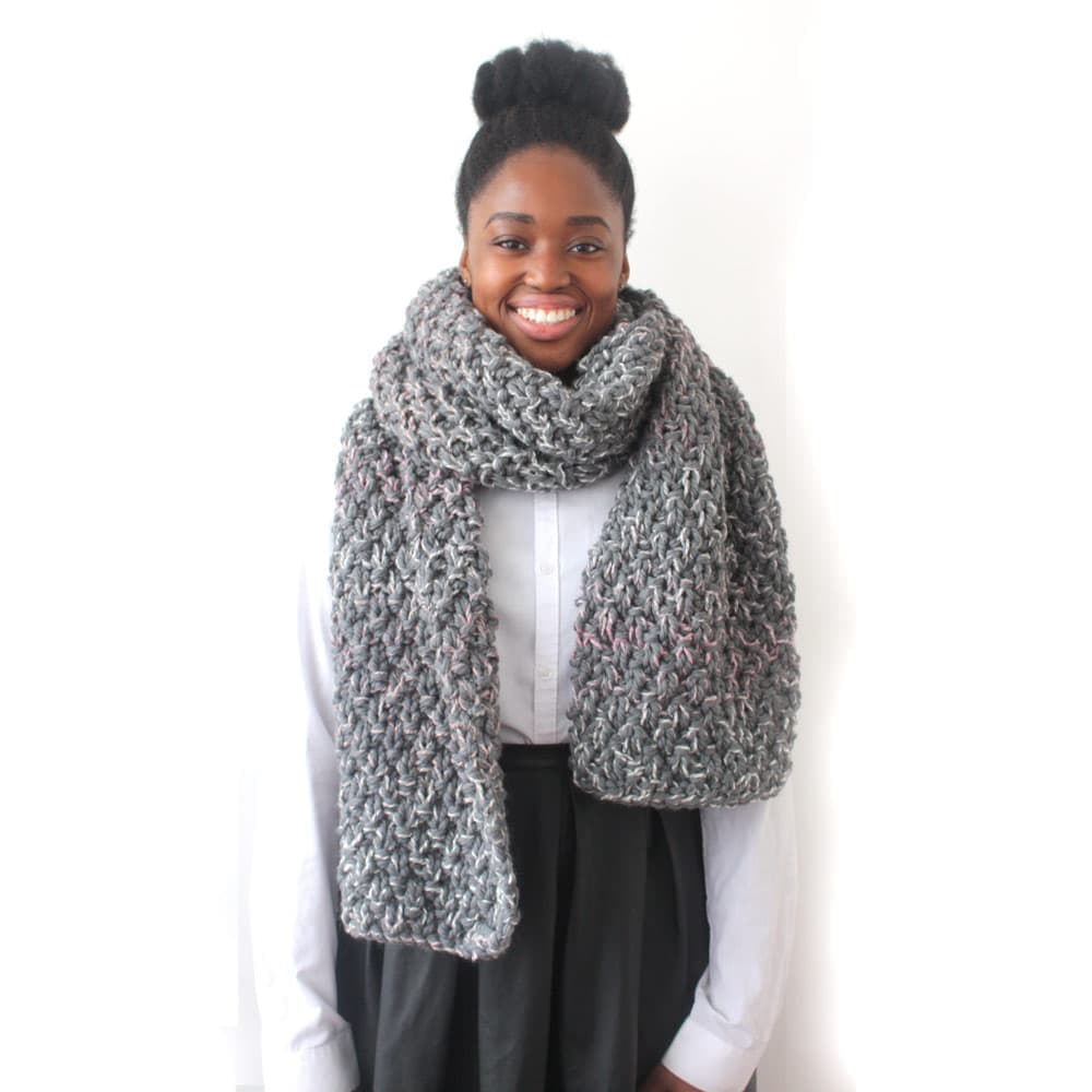 Grey Mix Chunky Knit Scarf thumbnail 3