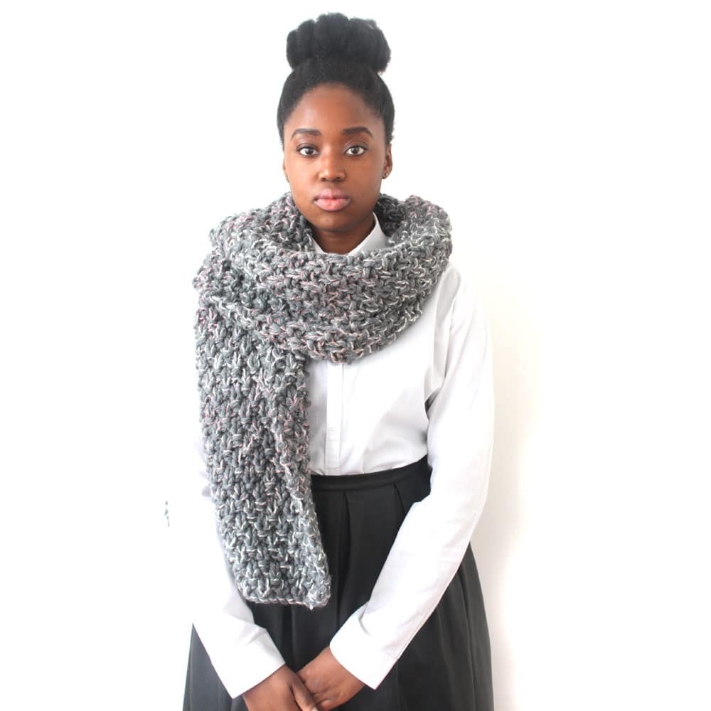 Grey Mix Chunky Knit Scarf