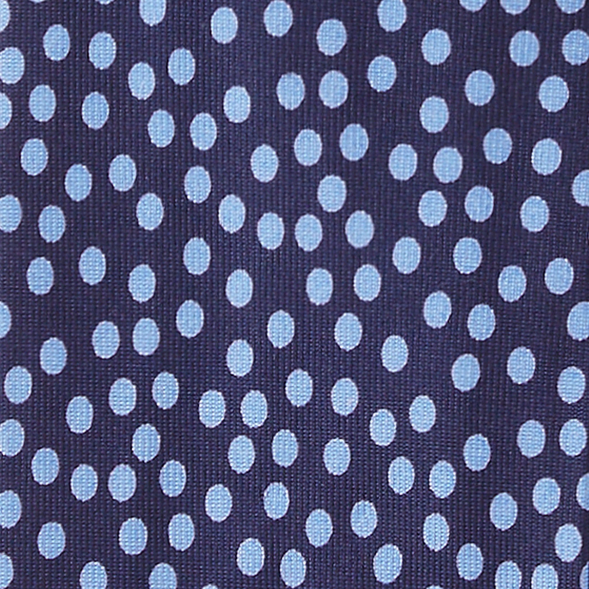 Multi Dot 3-fold Handprinted Untipped silk tie – Navy/Sea thumbnail 2