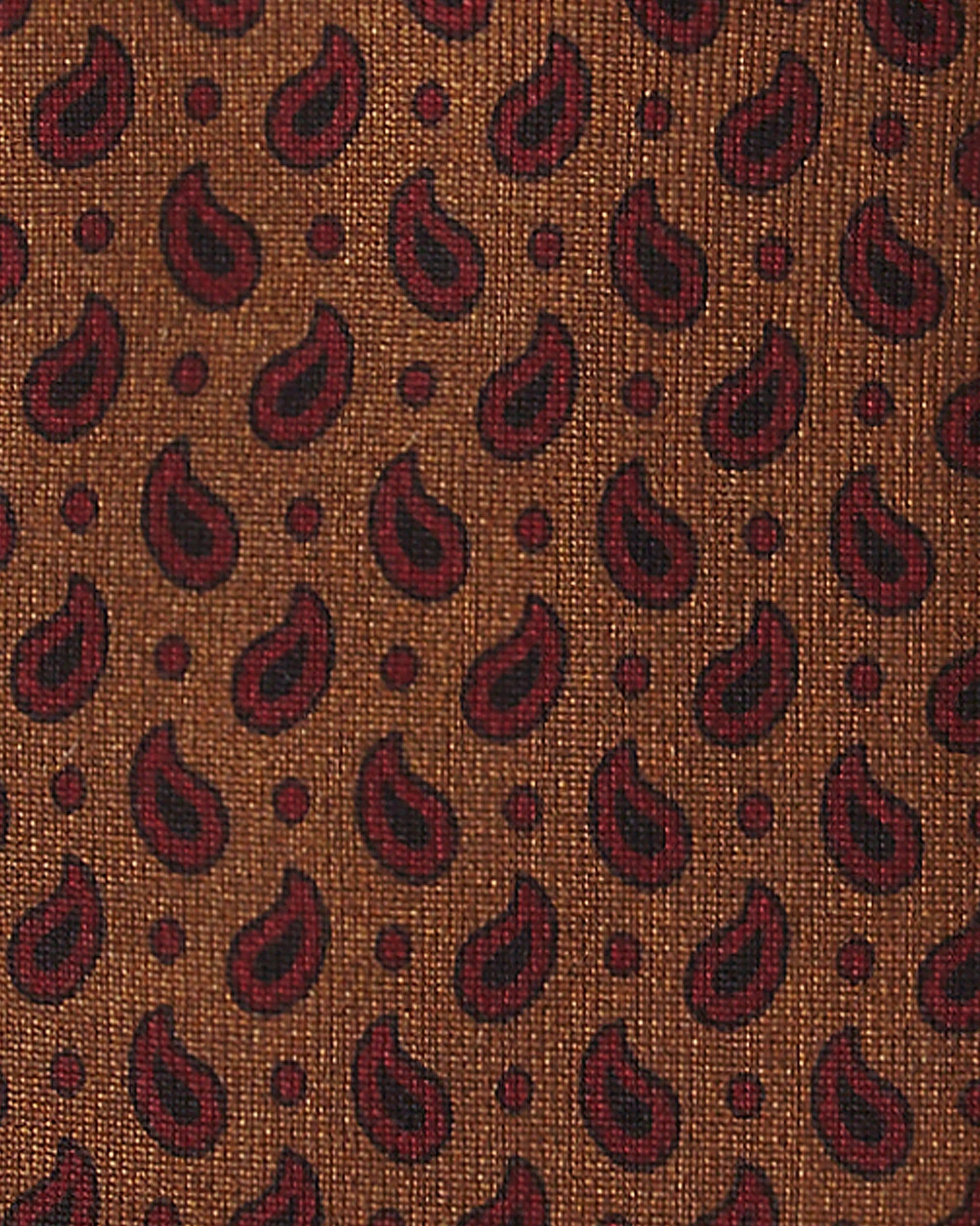 Micro Paisley Selftipped Italian Silk Tie – Bronz/Wine thumbnail 2