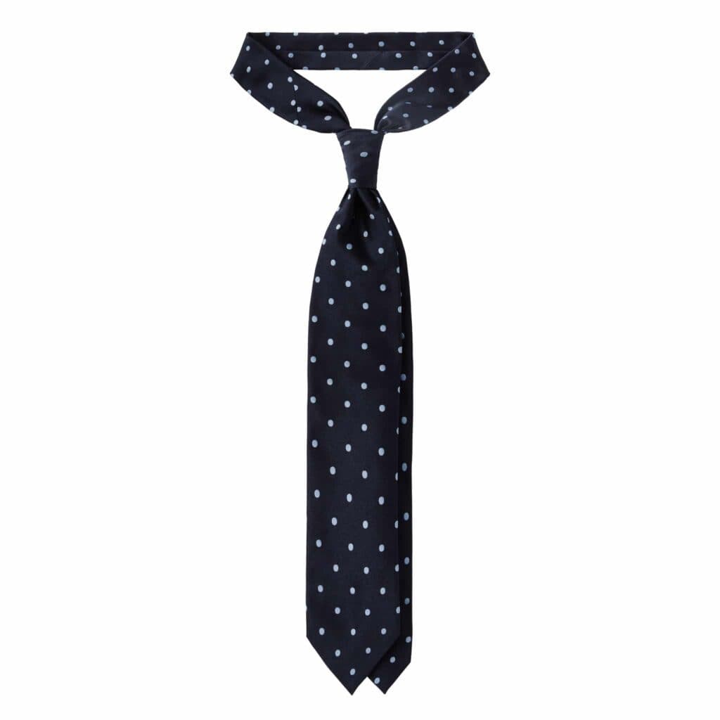 Herringbone Dot Untipped Woven Silk Jacquard Tie – Denim/Wine thumbnail 3
