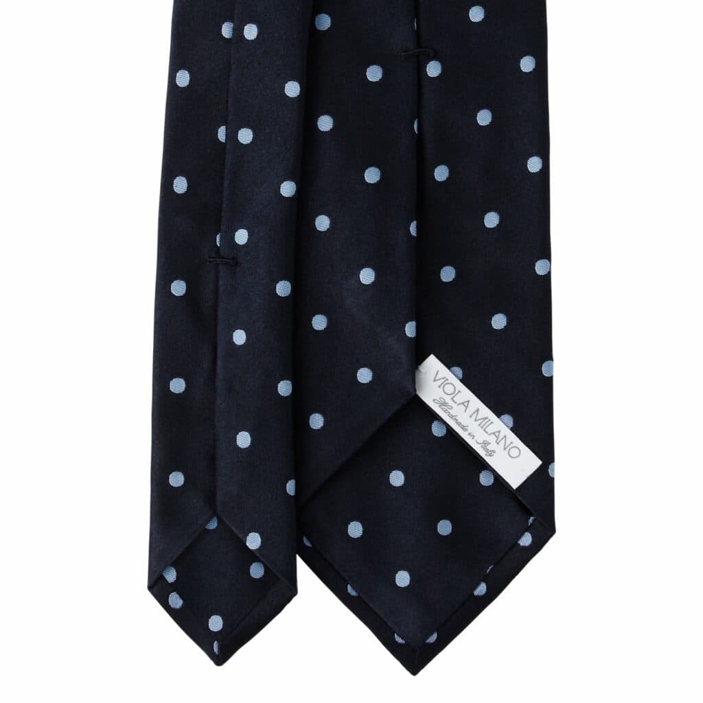 Herringbone Dot Untipped Woven Silk Jacquard Tie – Denim/Wine thumbnail 4