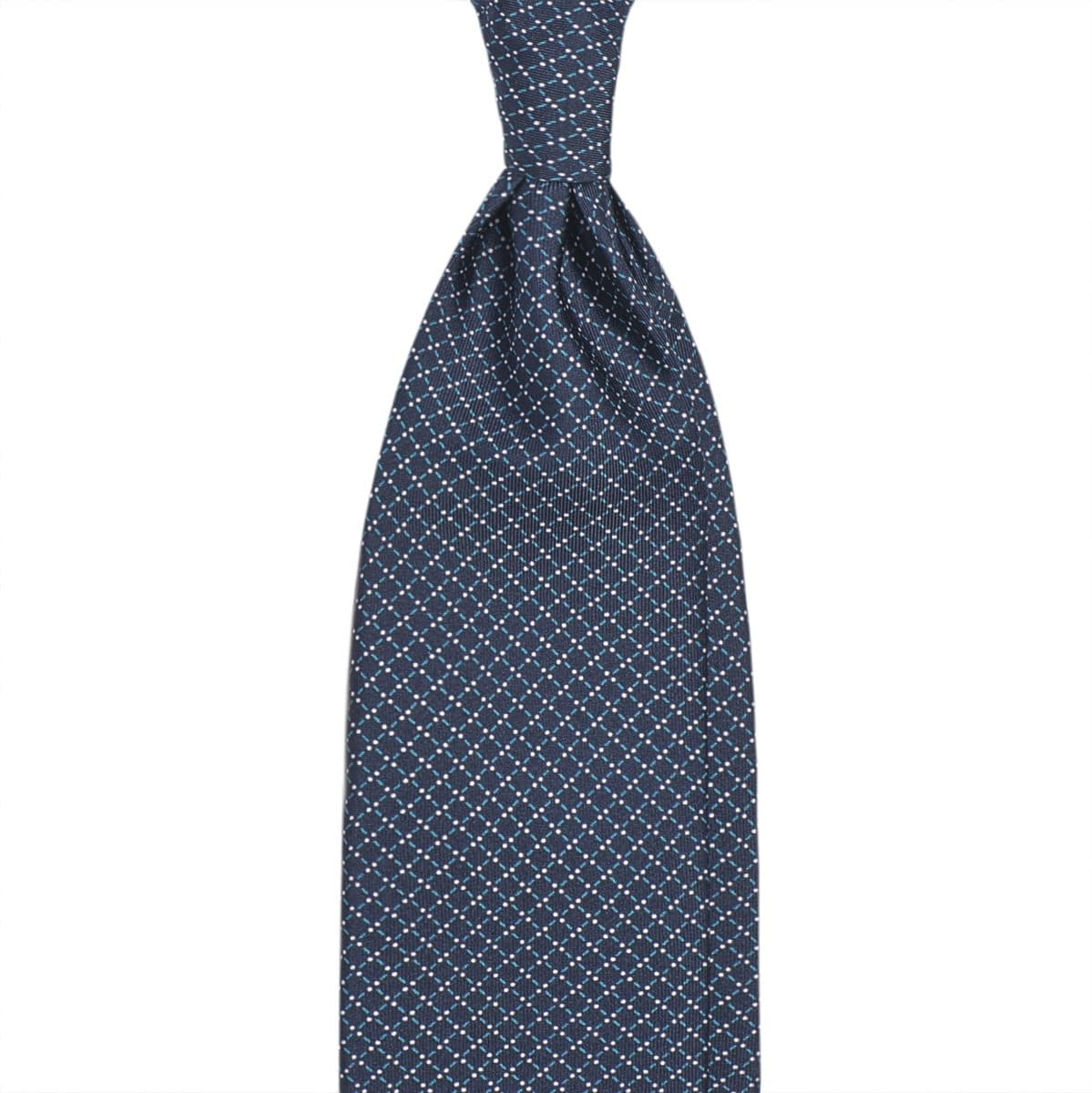 Infiniti Dot Selftipped Italian Silk Tie – Navy/Turquoise