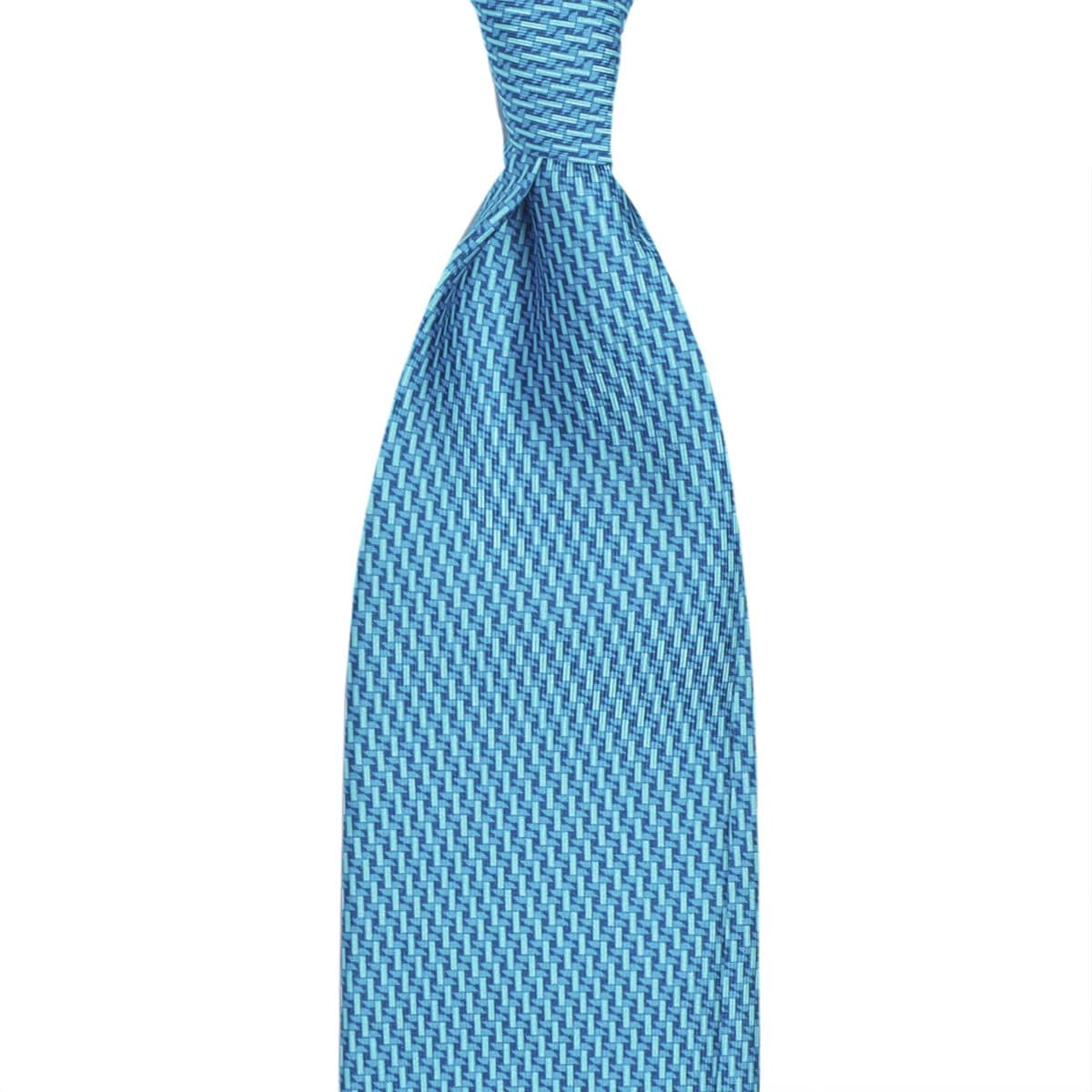 Mosaic Pattern Selftipped Italian Silk Tie – Mix Blues