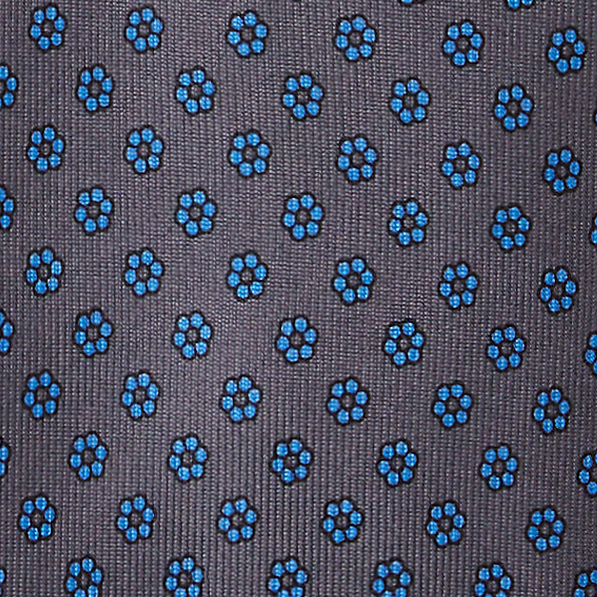 Micro Floral Selftipped Silk Tie – Grey/Sea thumbnail 2