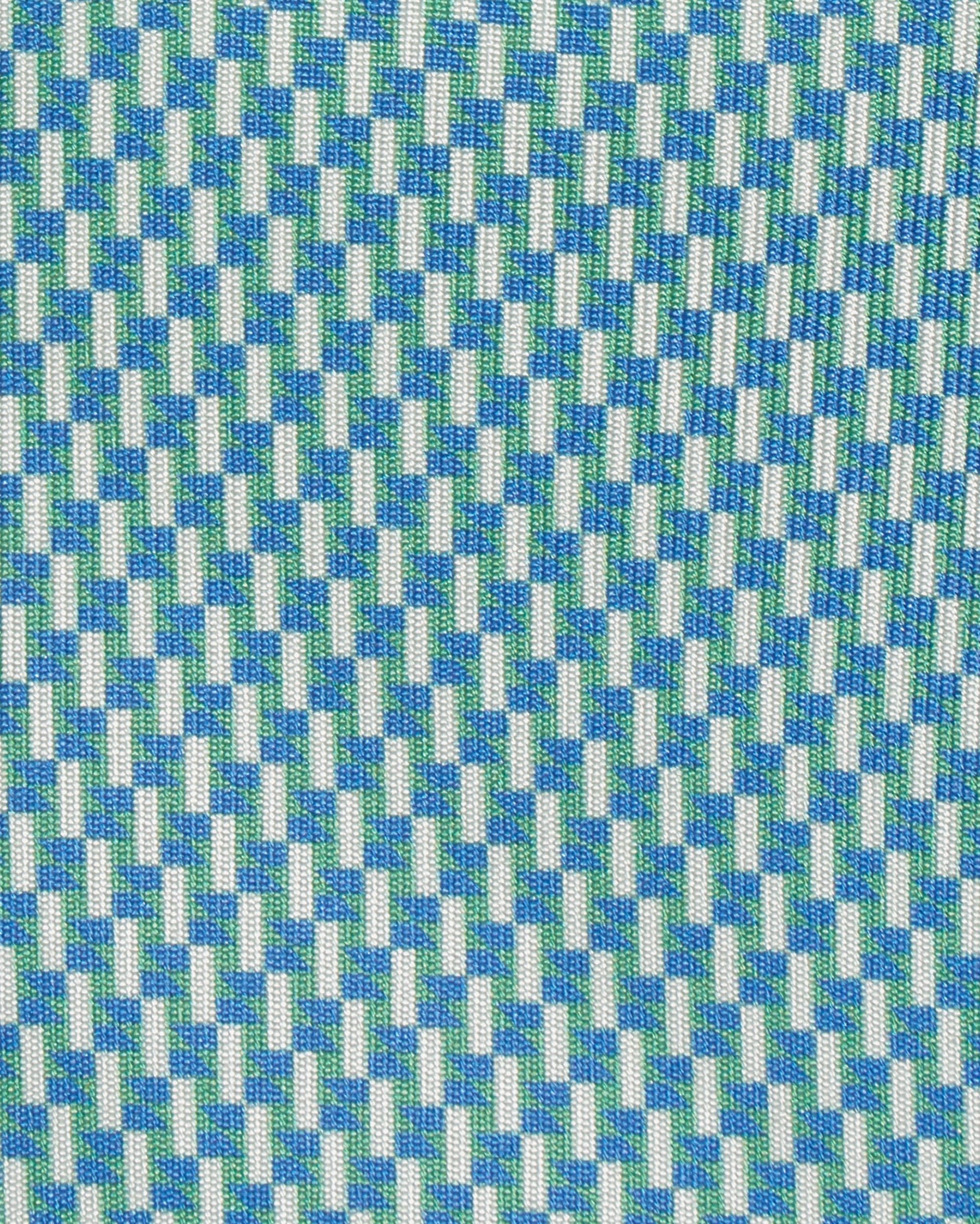 Mosaic Pattern Selftipped Italian Silk Tie – Mix Blues thumbnail 2