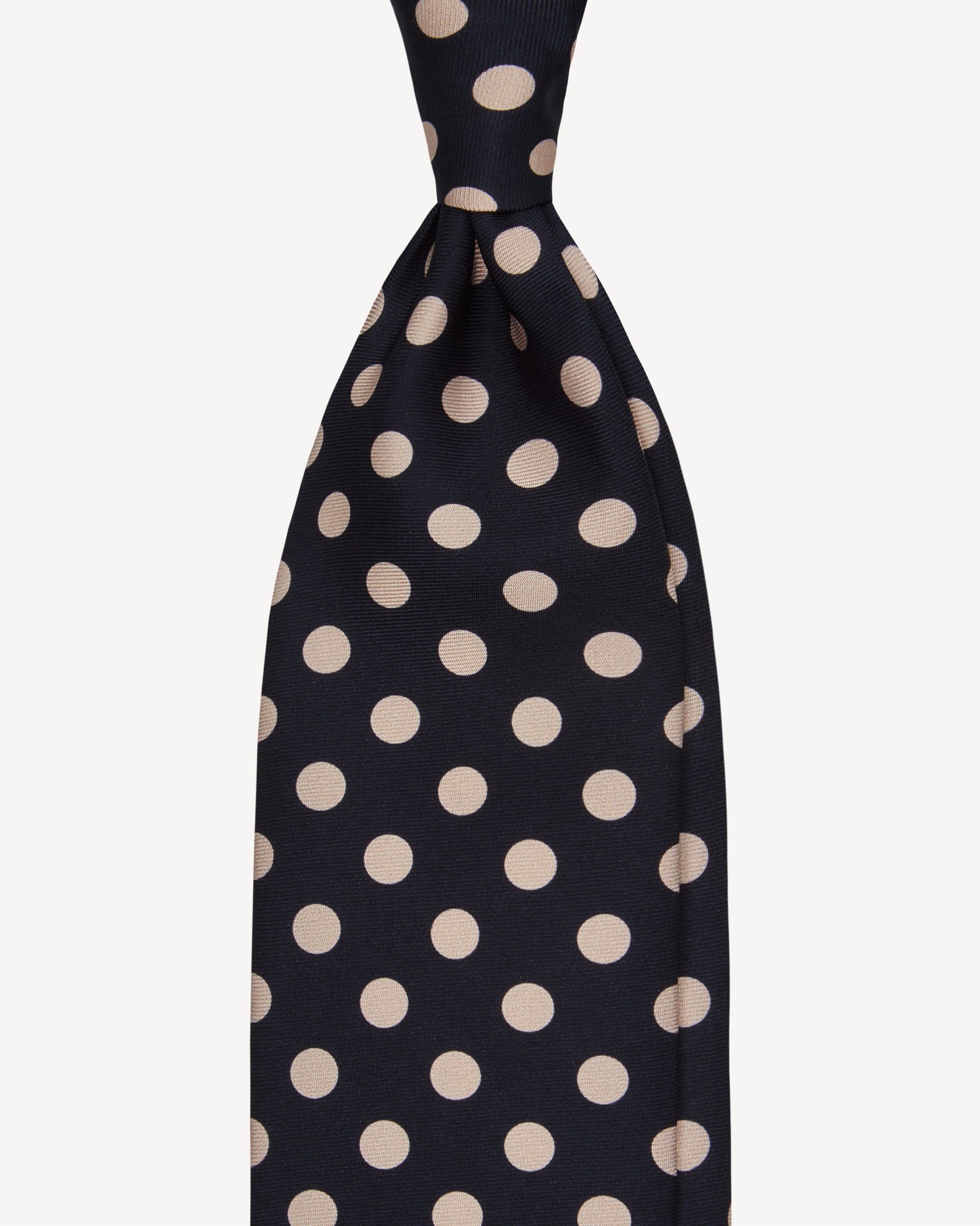 Corso Venezia Dot Handprinted Selftipped silk tie – Navy/White