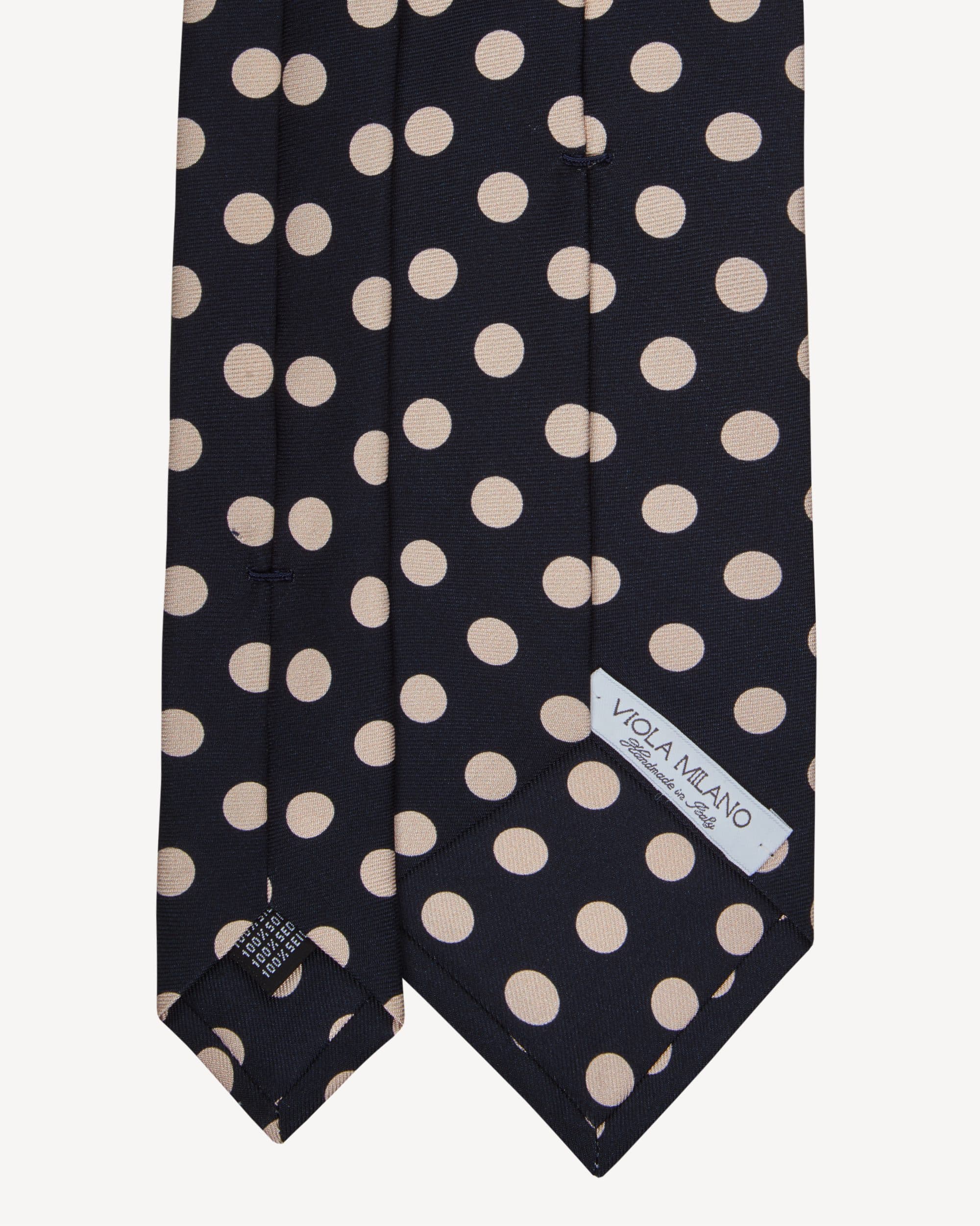 Corso Venezia Dot Handprinted Selftipped silk tie – Navy/White thumbnail 3