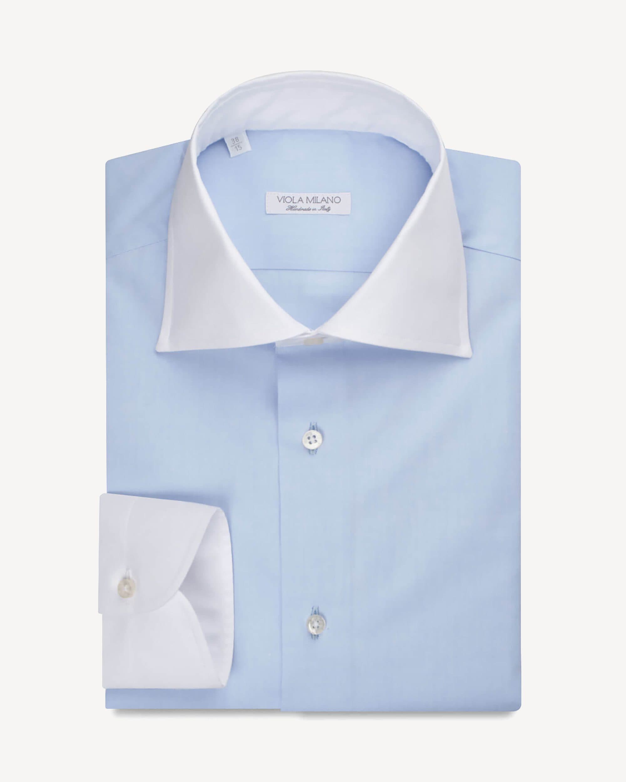 CONTRAST COLLAR CUTAWAY-COLLAR SHIRT – BLUE/WHITE