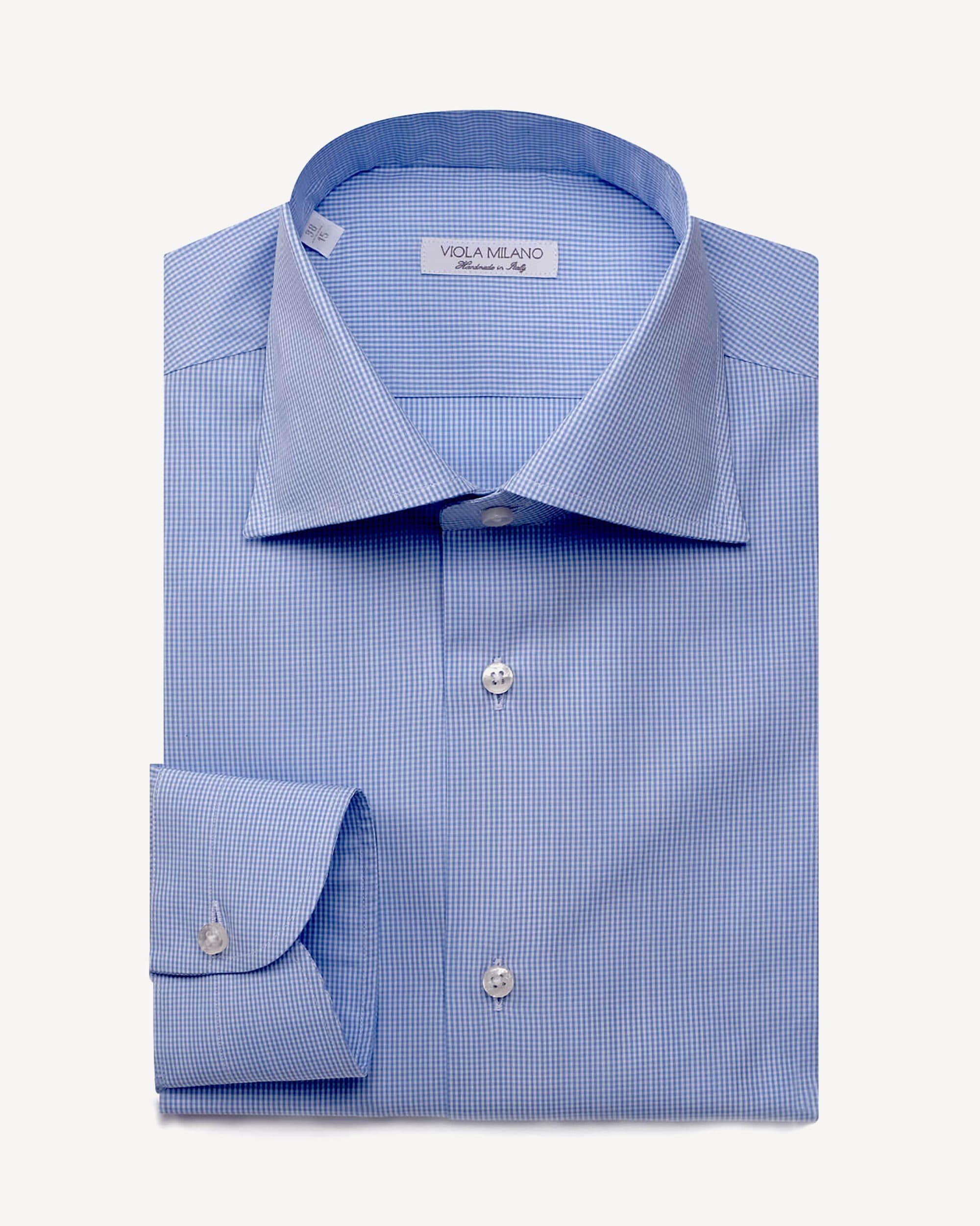 Micro Check Cut-away Collar Dress Shirt – Blue/White