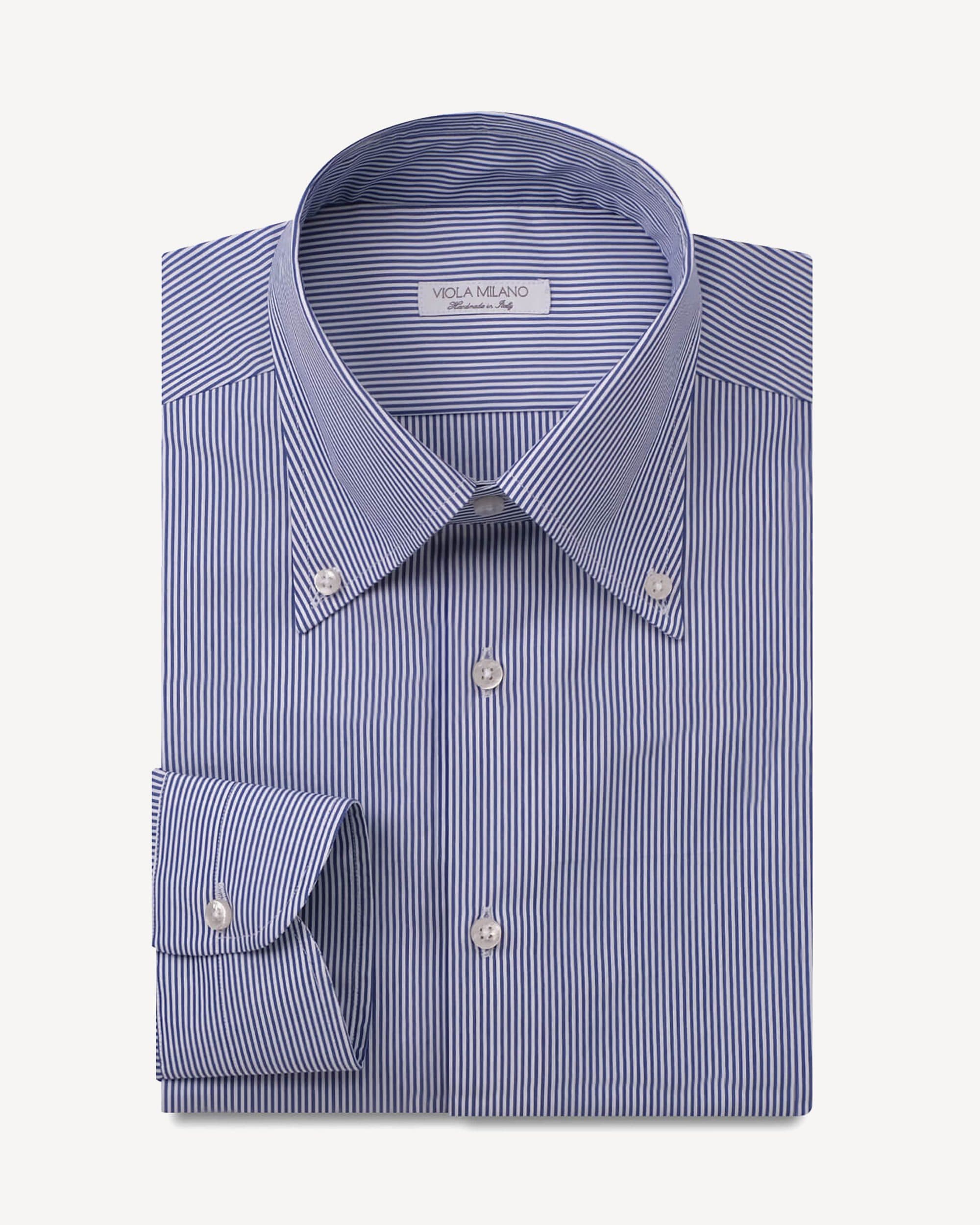 Classic Stripe Button-Down Collar Dress Shirt – Navy/White
