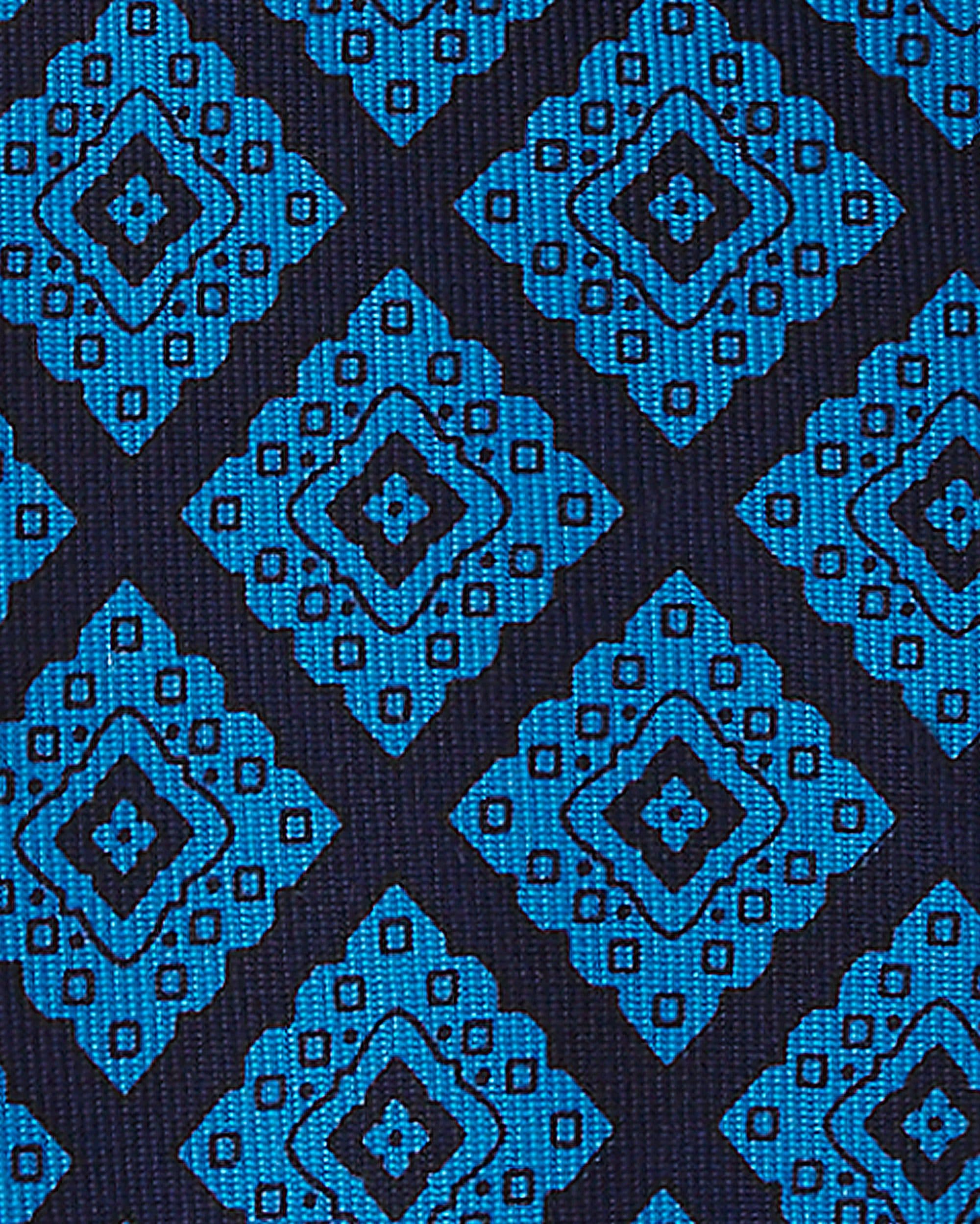 Diamond Handprinted Untipped Archive Madder SILK TIE – Navy thumbnail 2