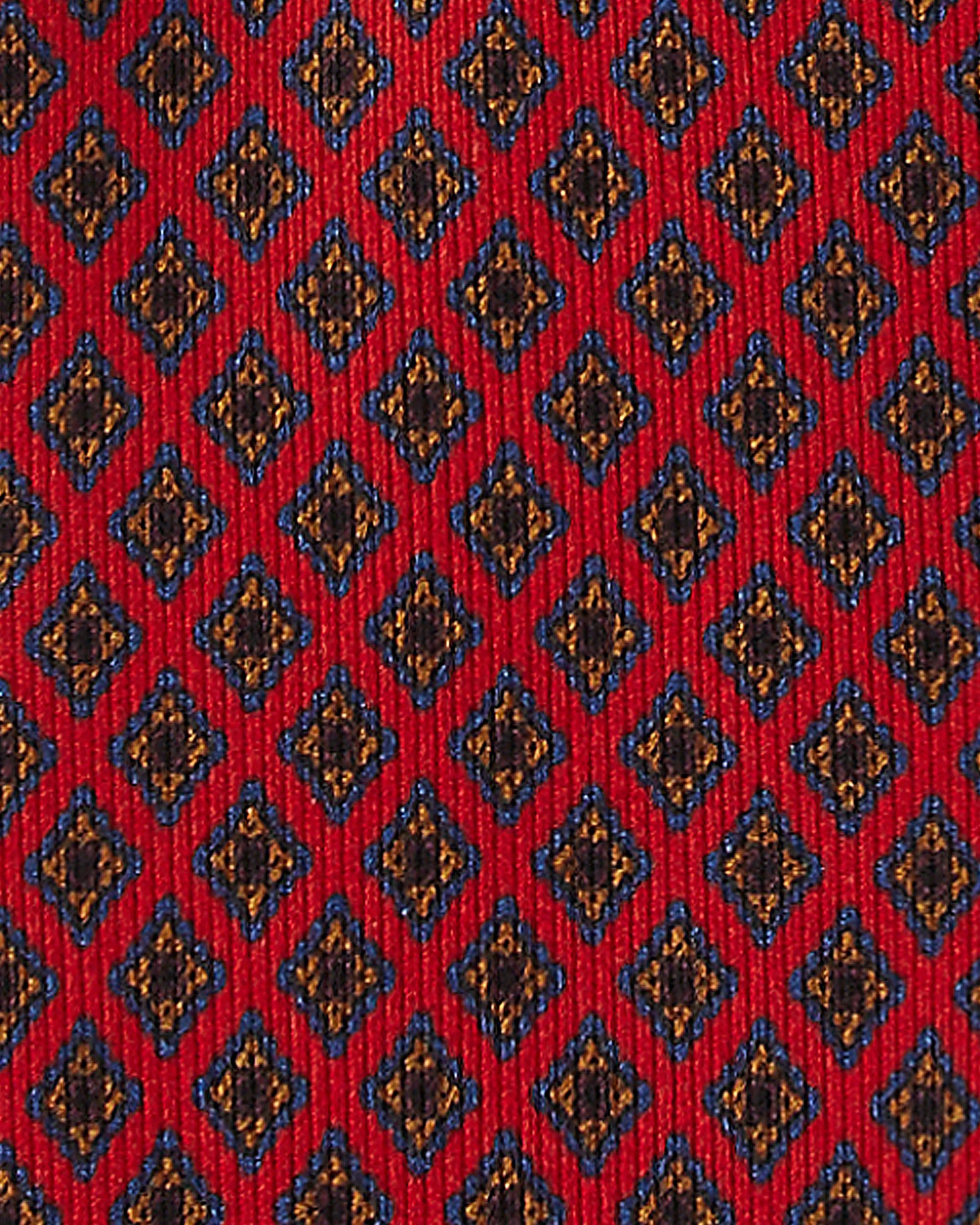 Square Pattern SELFTIPPED SILK TIE – Rosso thumbnail 2