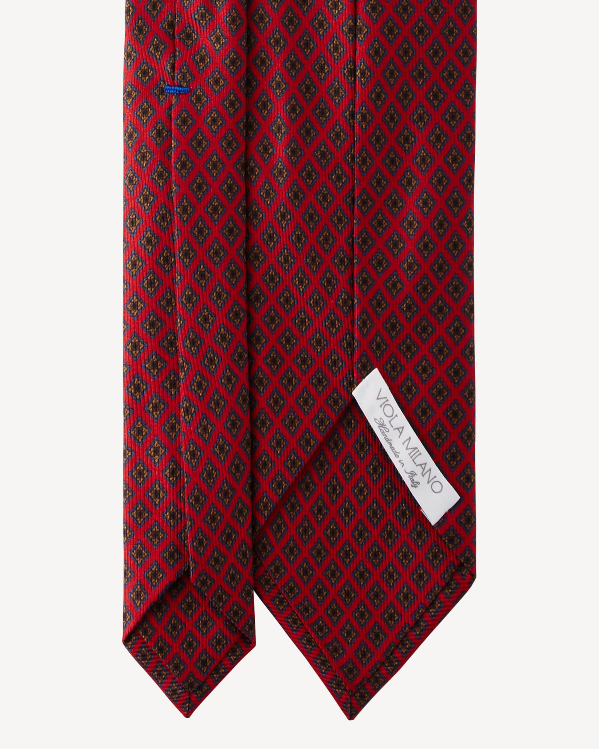Square Pattern SELFTIPPED SILK TIE – Rosso thumbnail 3