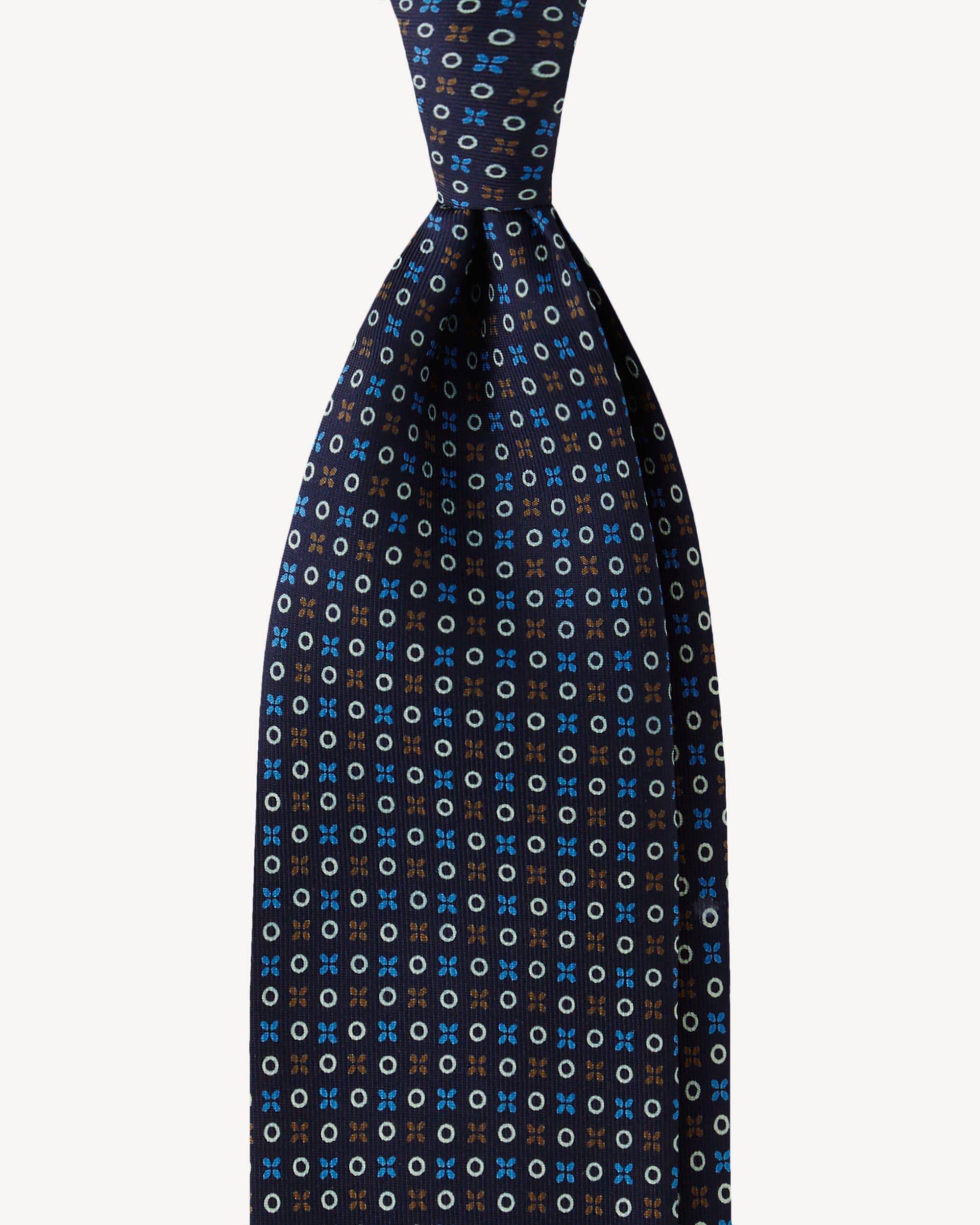 Cross Circle SELFTIPPED SILK TIE – Navy Classic