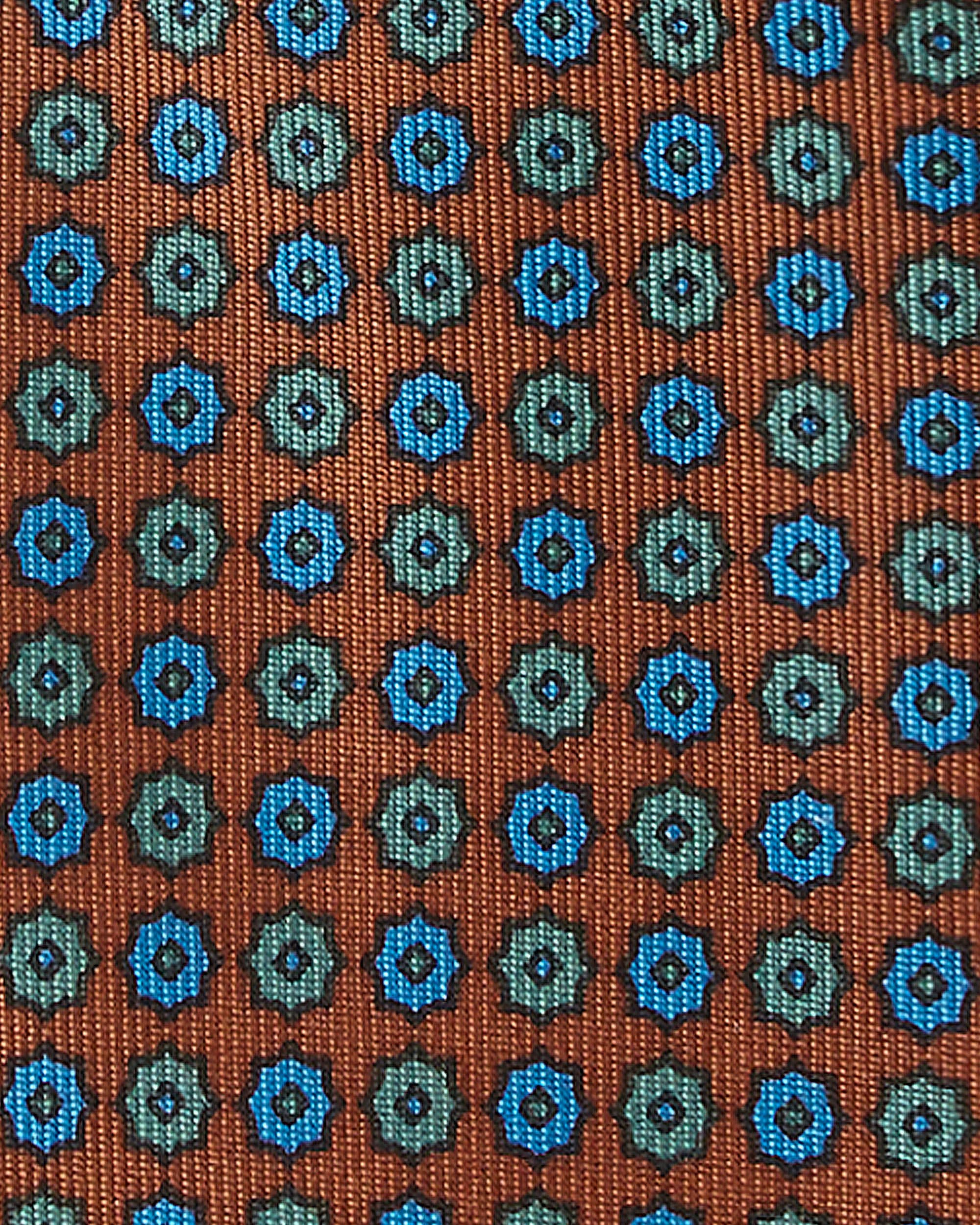 Floral Pattern Handprinted Selftipped SILK TIE – Bronz thumbnail 2