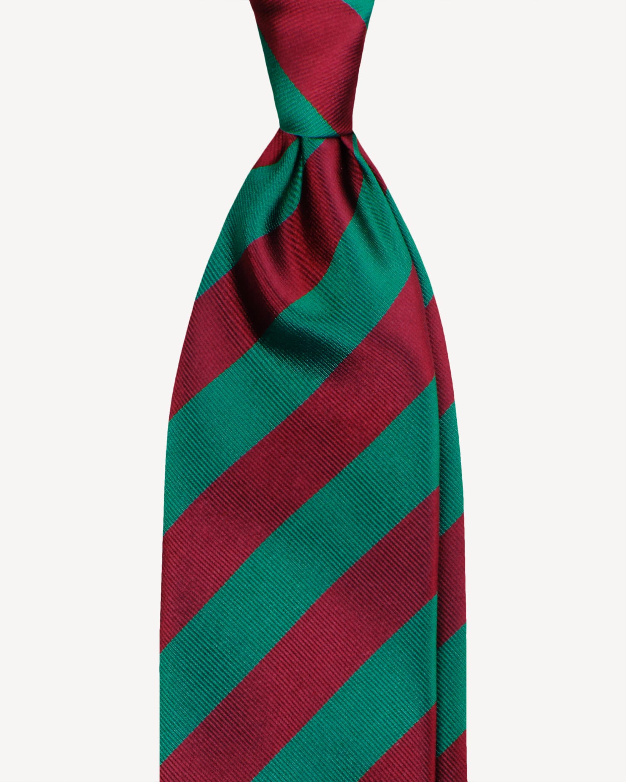 Classic Stripe Handrolled Vintage Silk Tie – Verde/Rosso