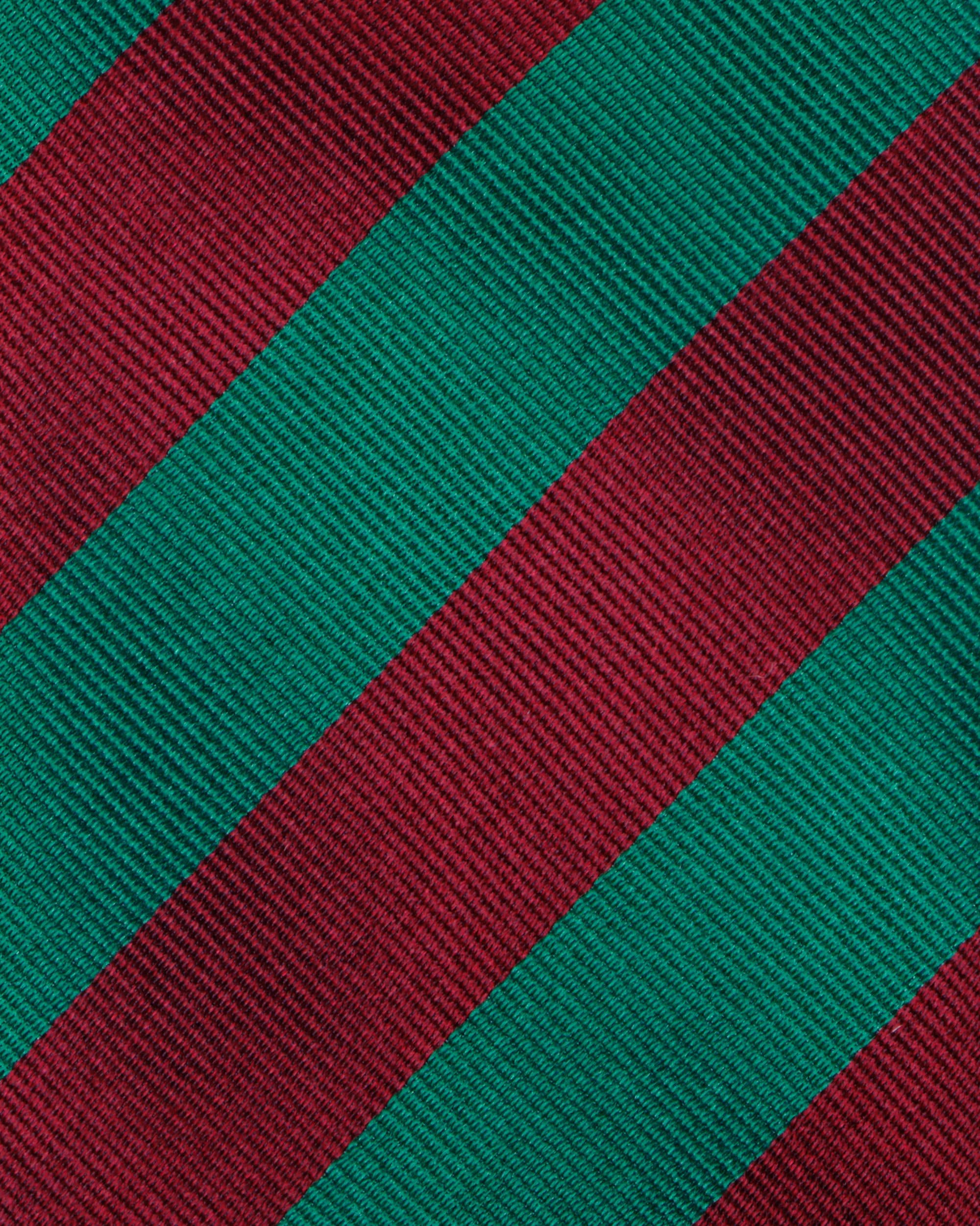 Classic Stripe Handrolled Vintage Silk Tie – Verde/Rosso thumbnail 2