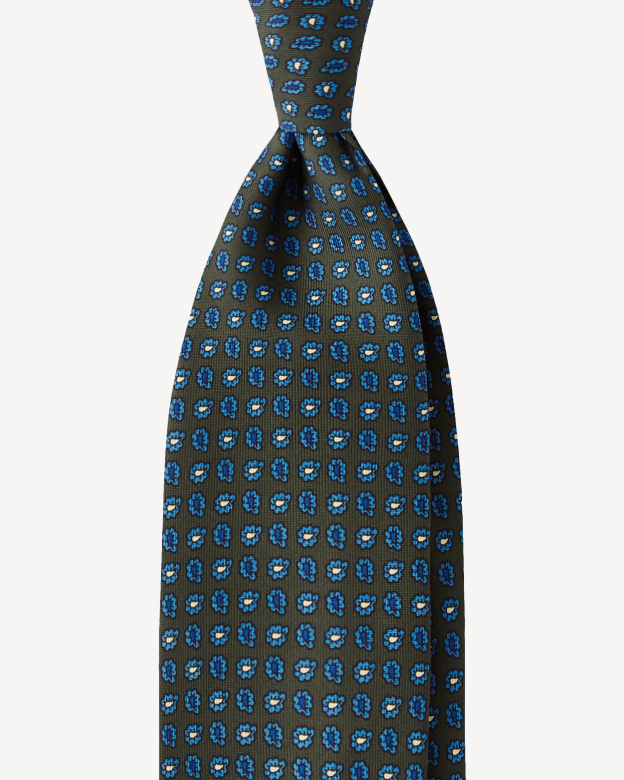 Micro Paisley Handprinted Selftipped SILK TIE – Forest Mix