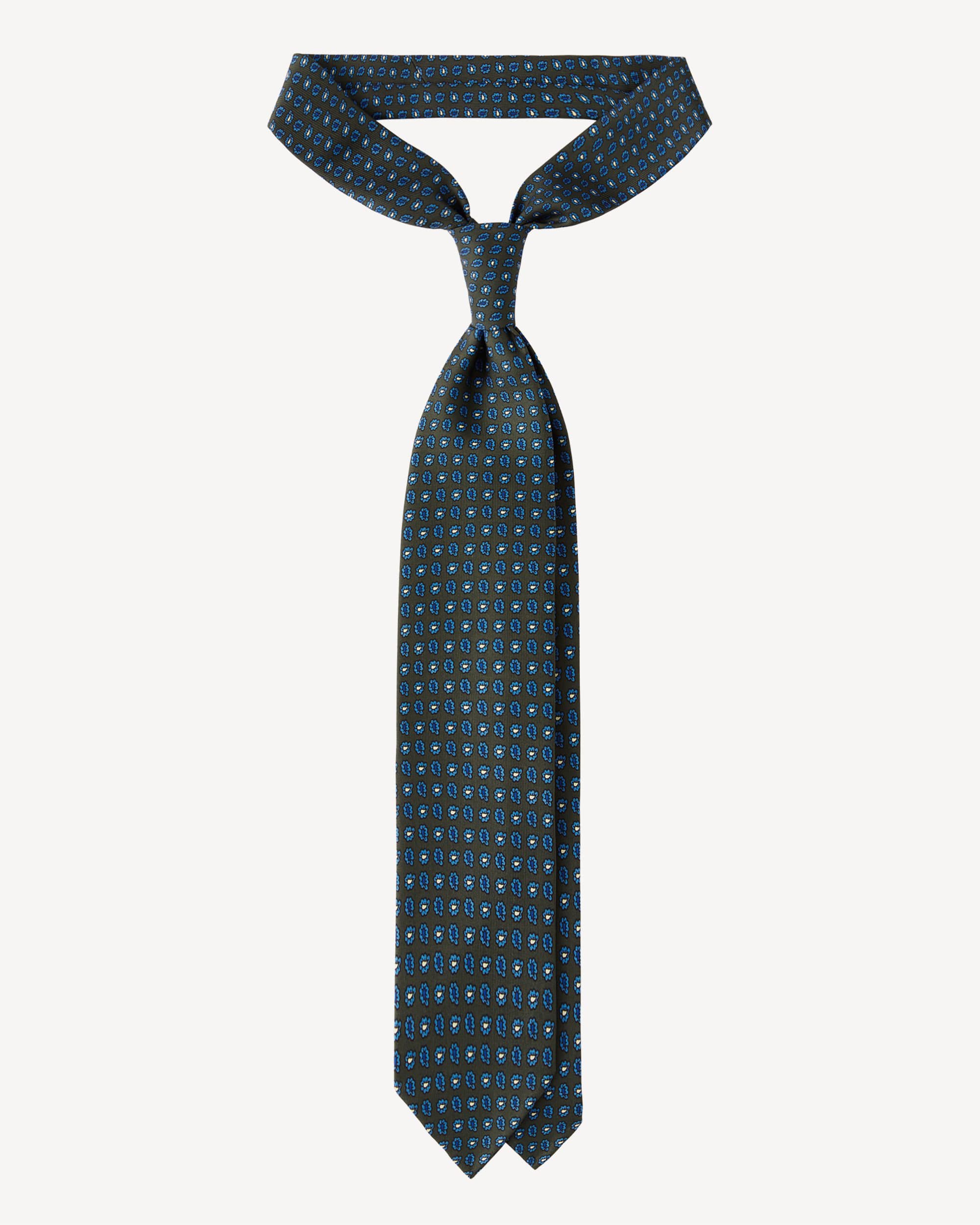 Micro Paisley Handprinted Selftipped SILK TIE – Forest Mix thumbnail 3