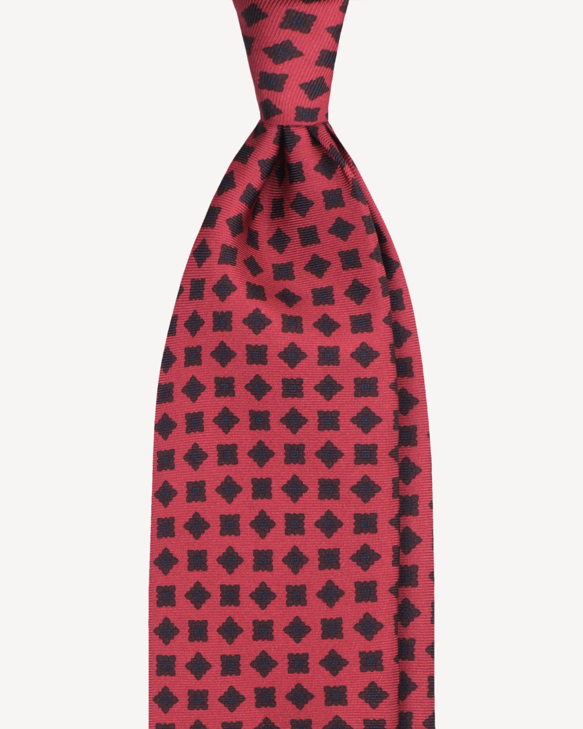 Diamond Bloom SELFTIPPED SILK TIE – Rosso Mix