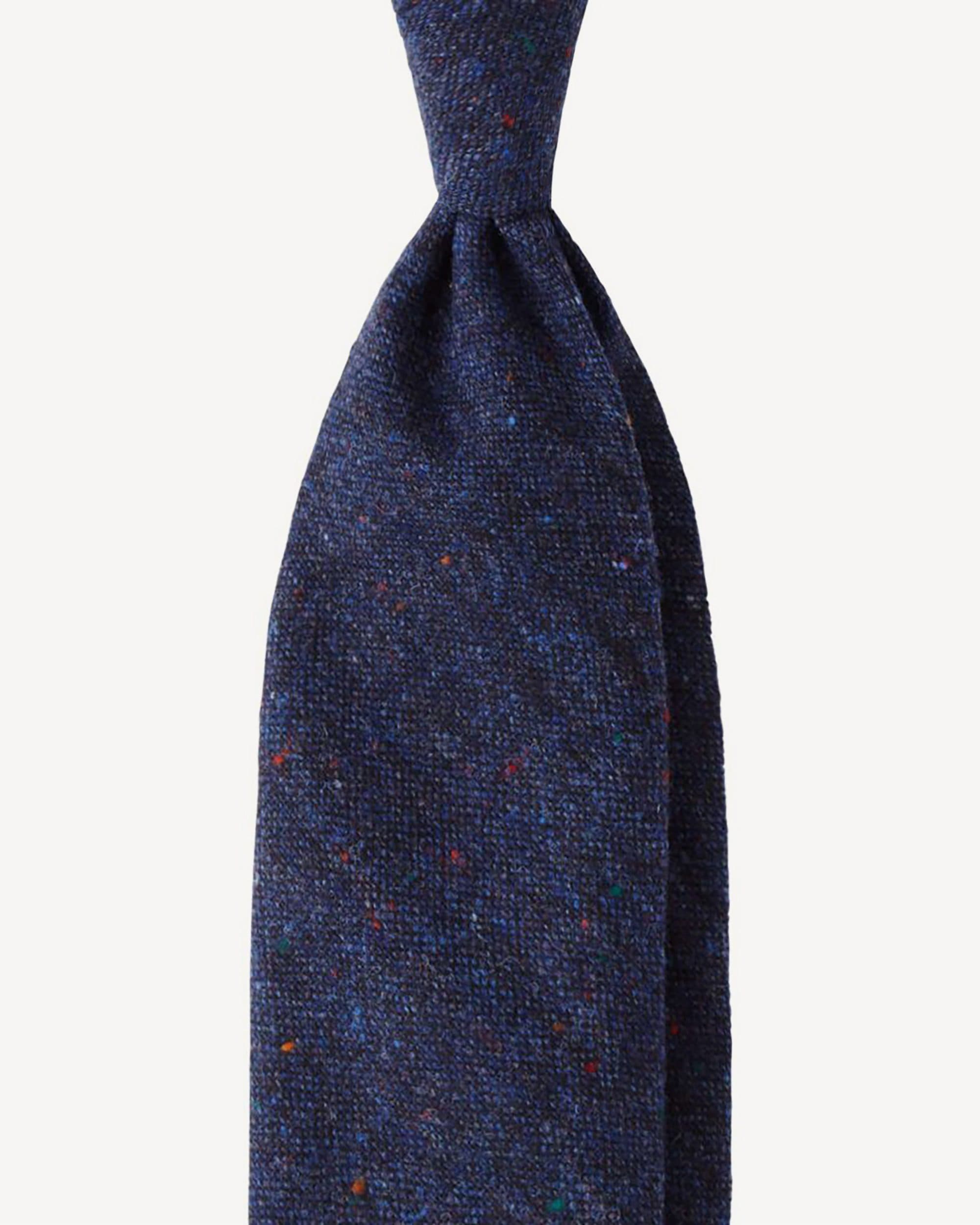 Woven Donegal Wool Untipped Tie – Navy