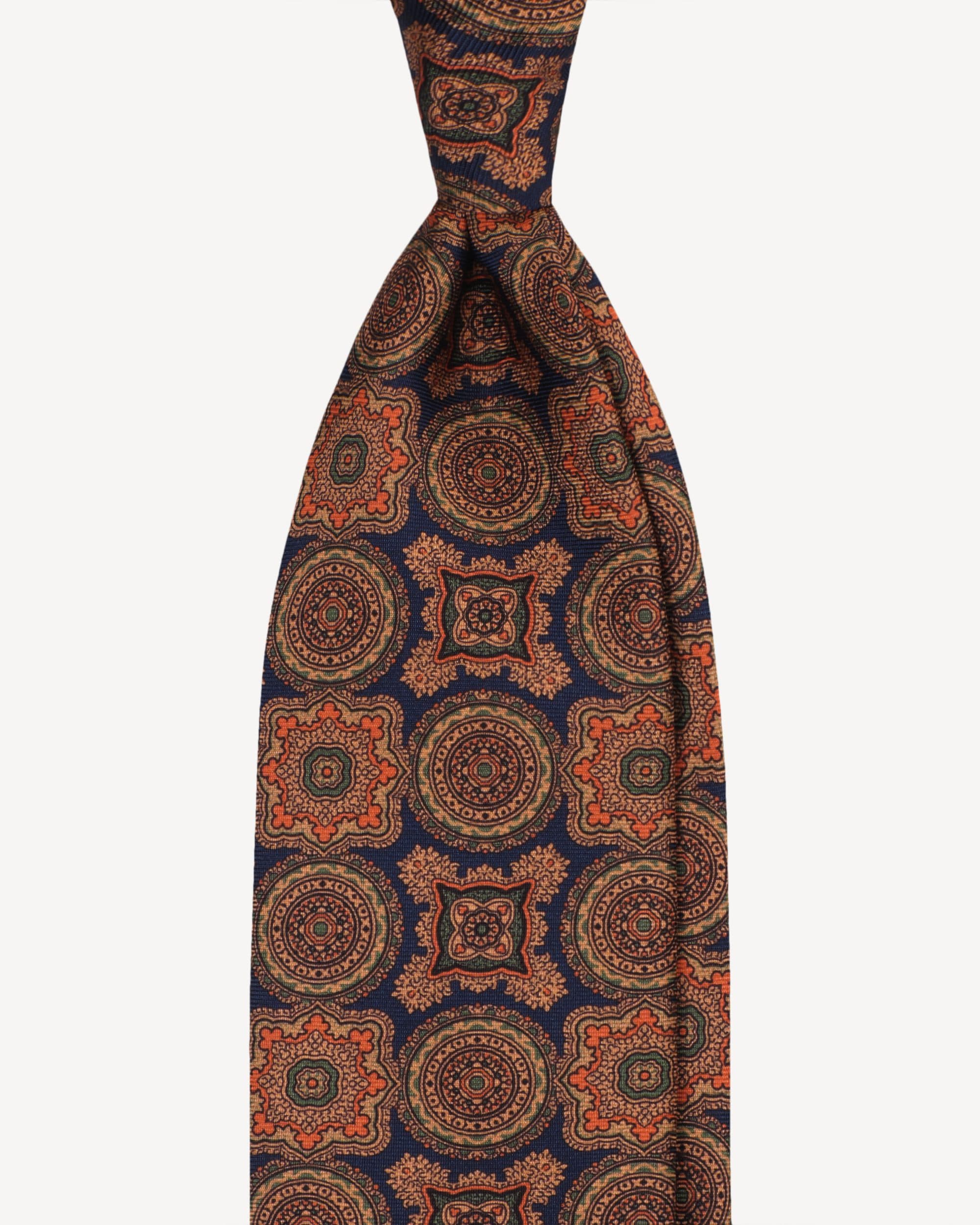 Diamond Floral Handprinted Untipped silk tie – Midnight Mix