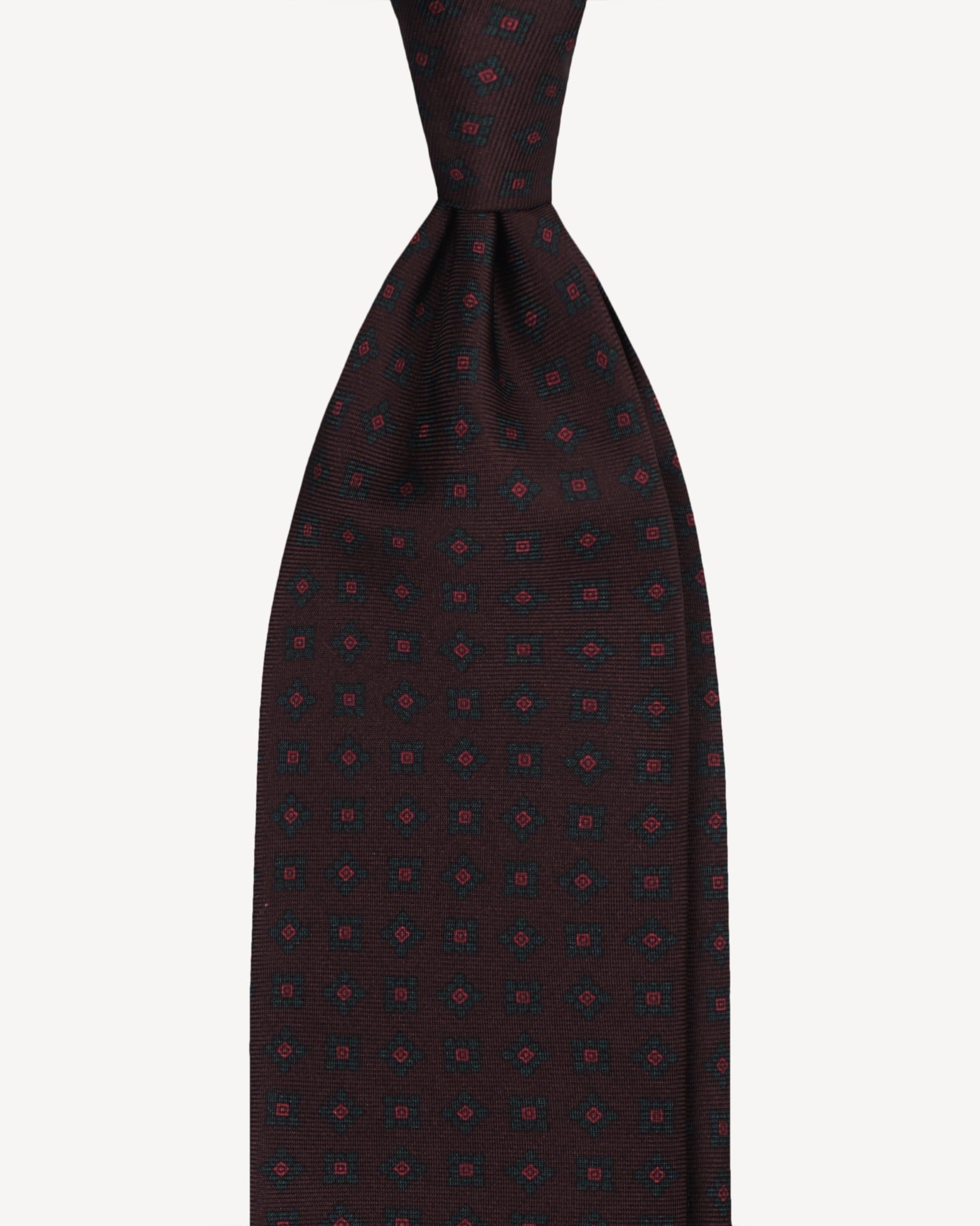 Diamond Bloom SELFTIPPED SILK TIE – Brown Mix