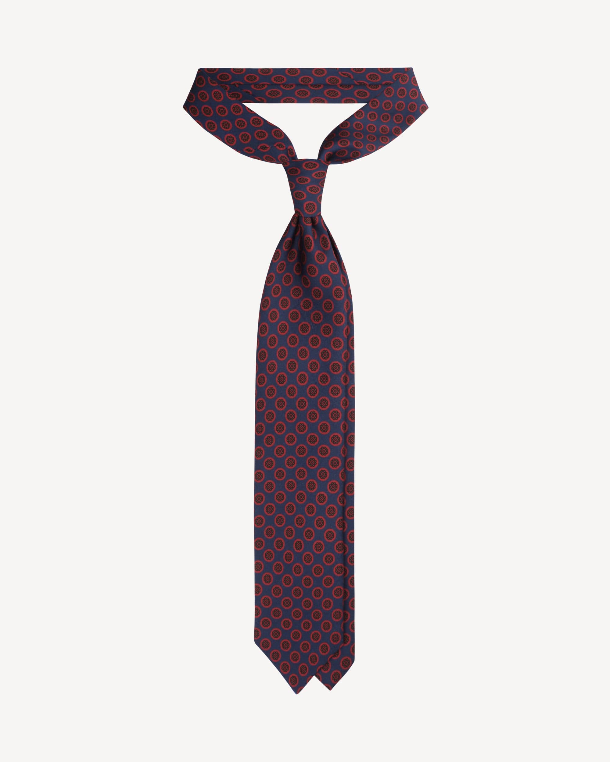 Floral Pattern Selftipped Italian Silk Tie – Rust Mix thumbnail 3